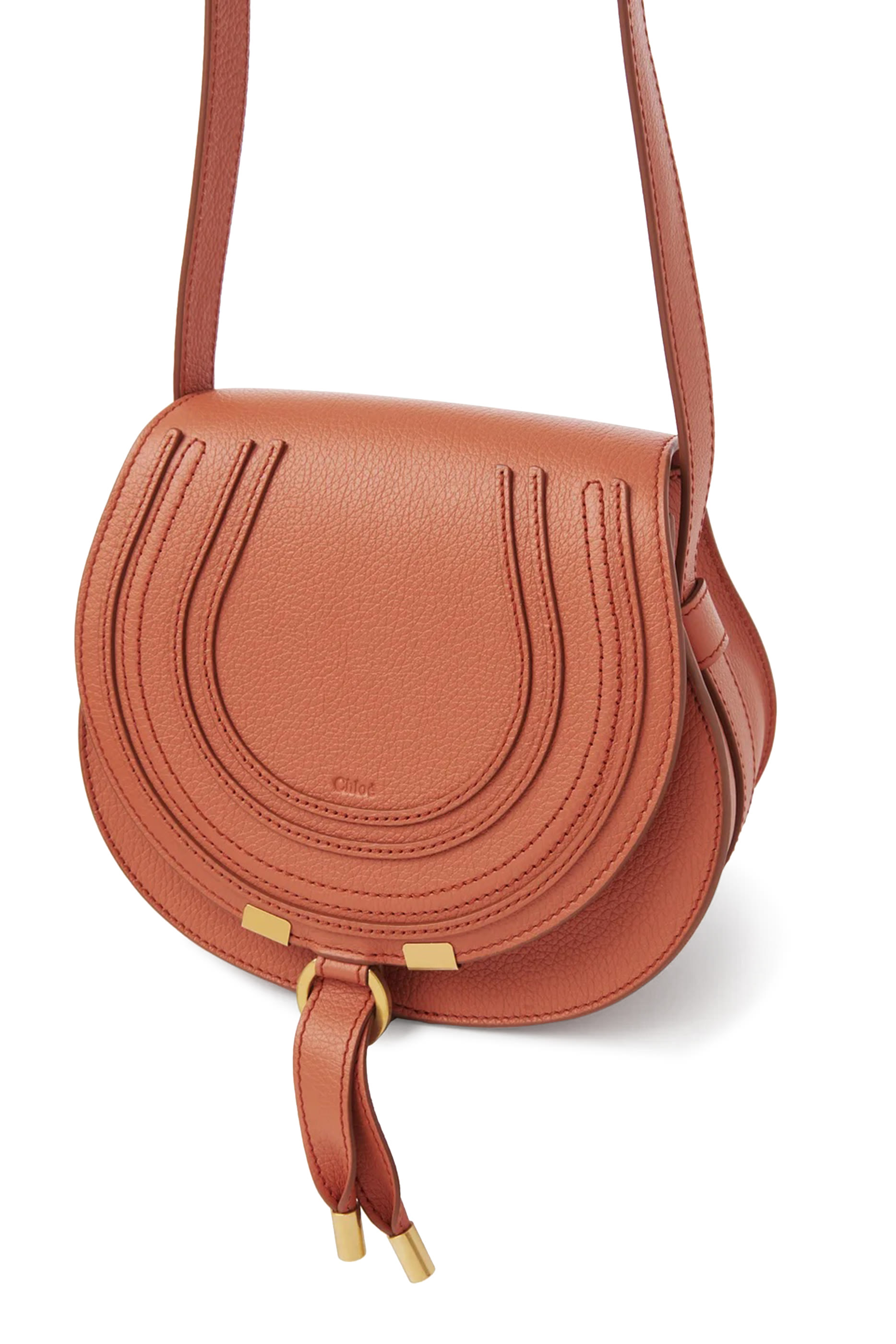 Small Marcie Saddle Bag in Grained Leather