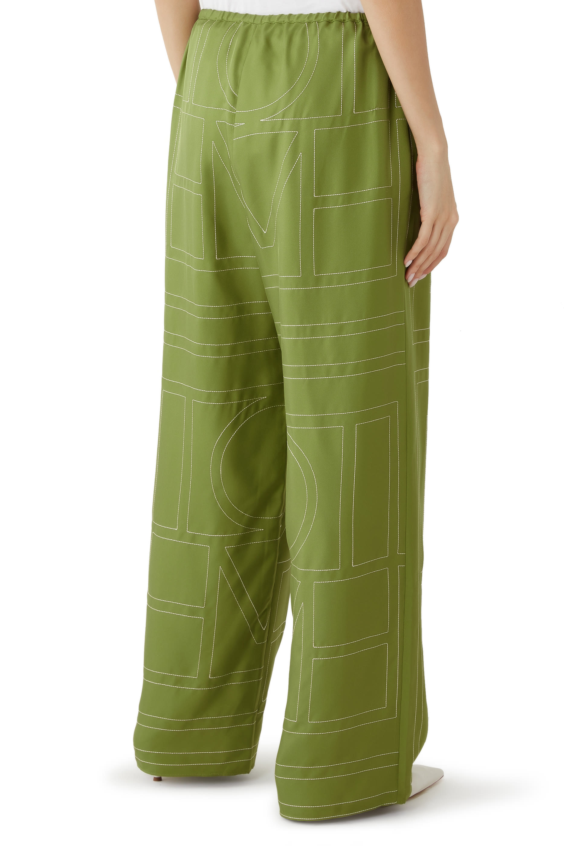 Monogram Silk Pajama Bottoms