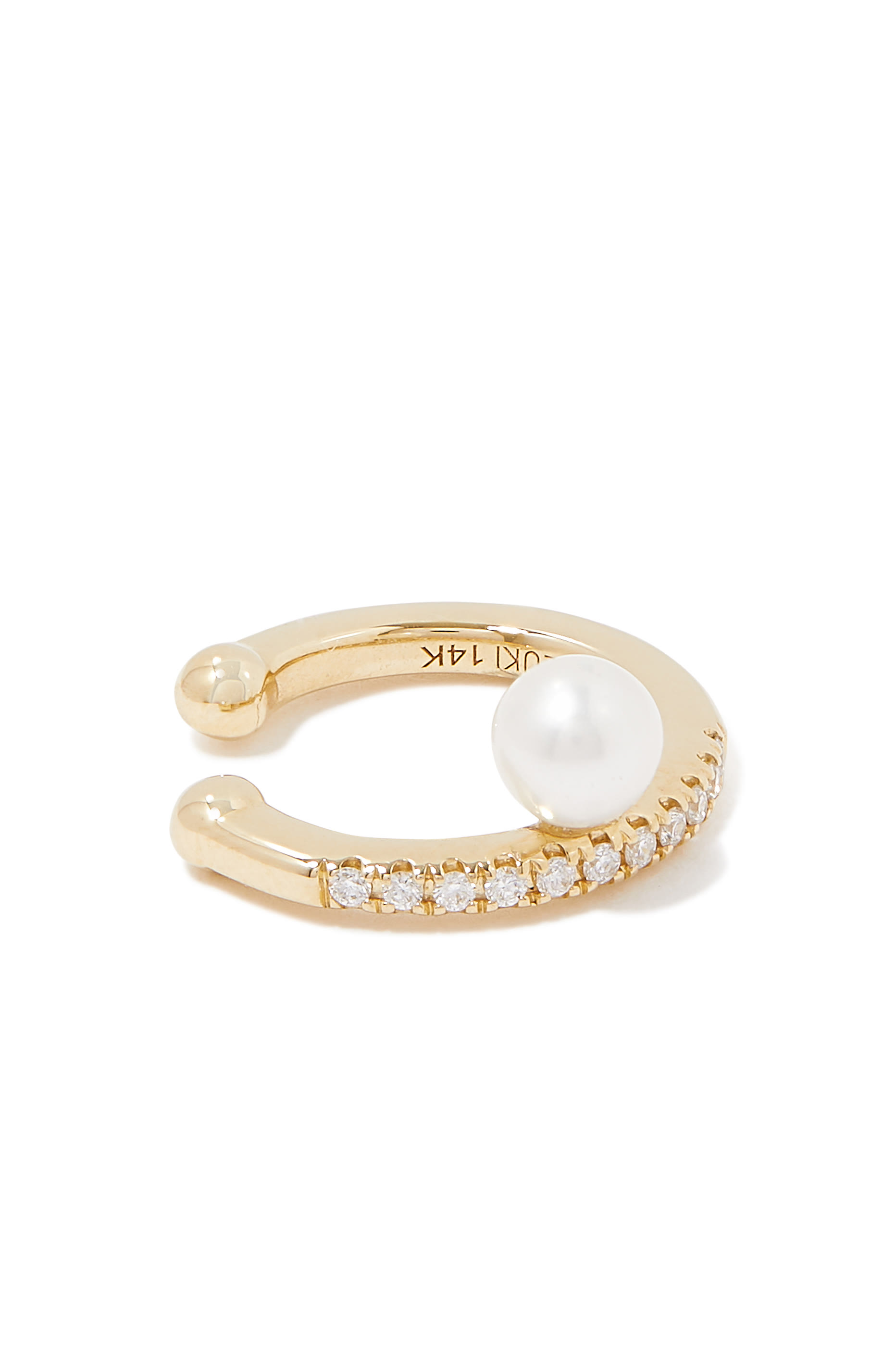 14-Karat Gold, Diamond and Freshwater Pearl Ear Cuff