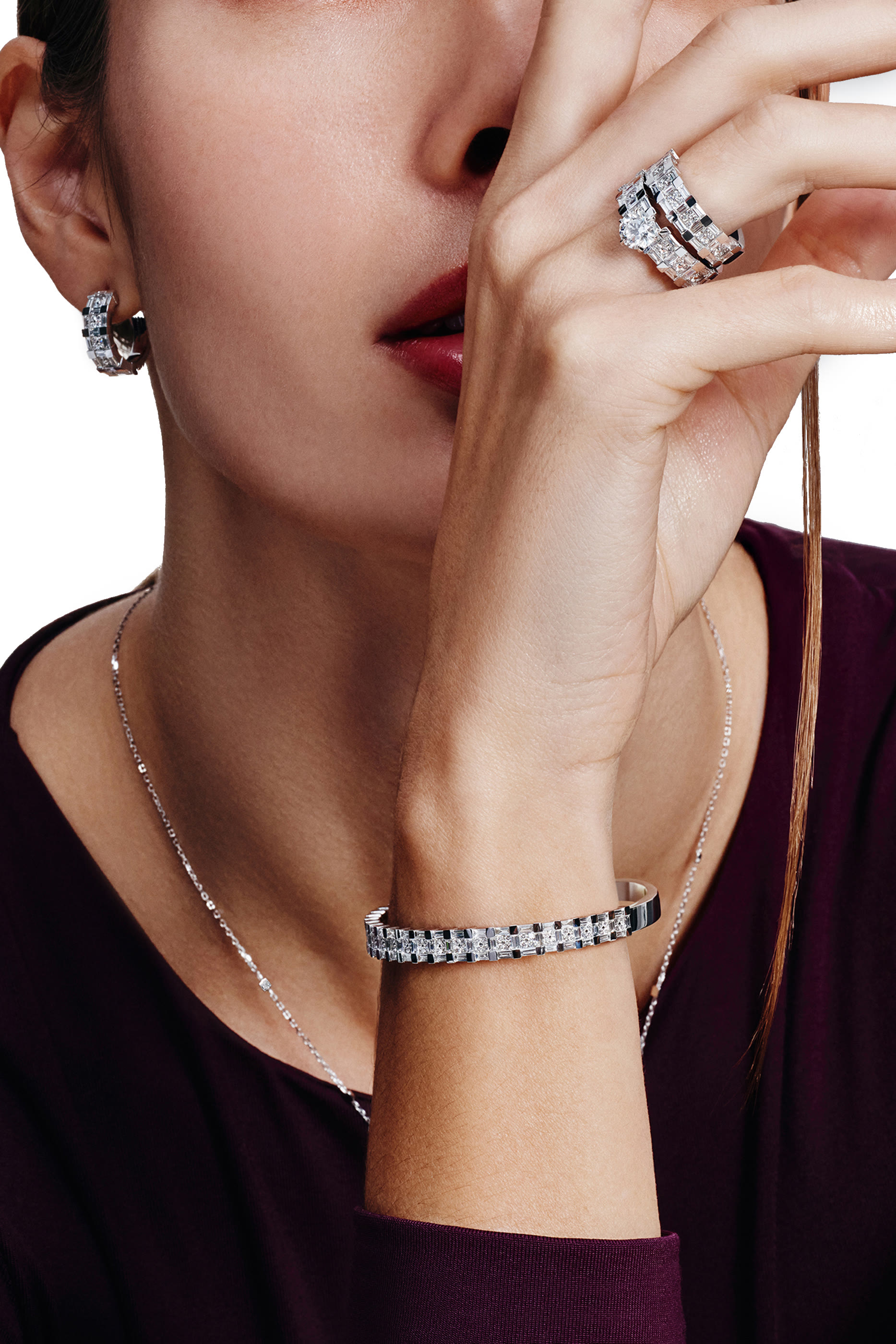 Barq Splendore Earrings, 18K White Gold & Diamonds