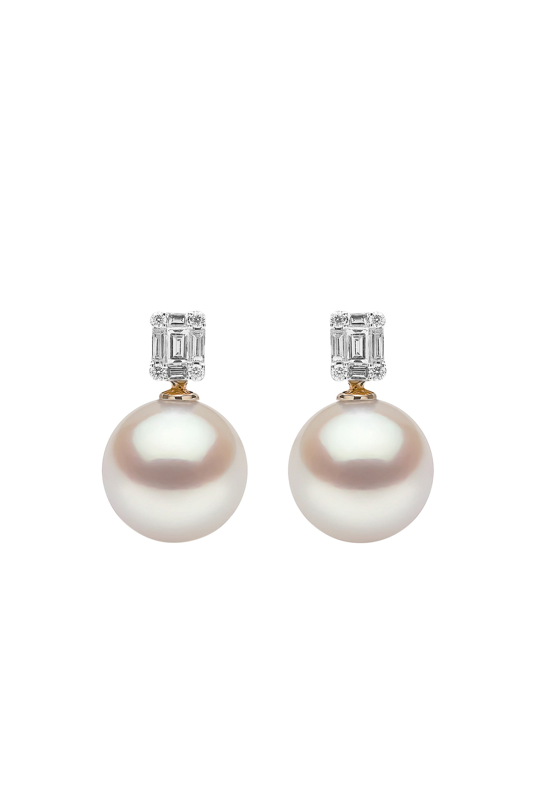 Starlight Earrings, 18k Yellow Gold, Diamond & Pearl