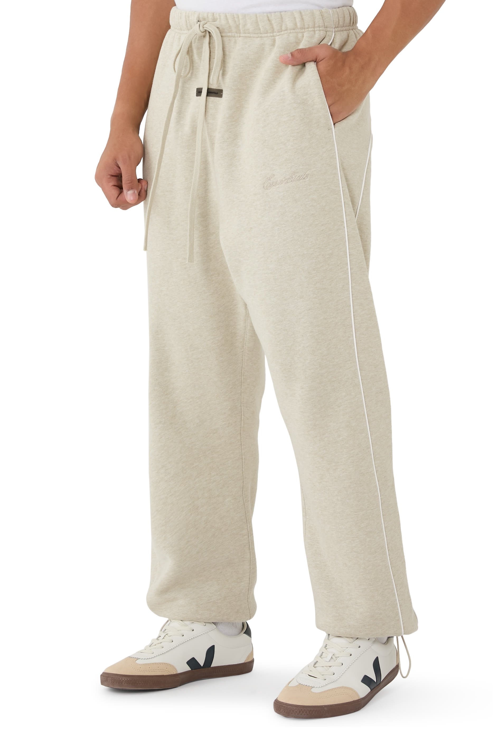 Relaxed Fleece Sweatpants with Piping
