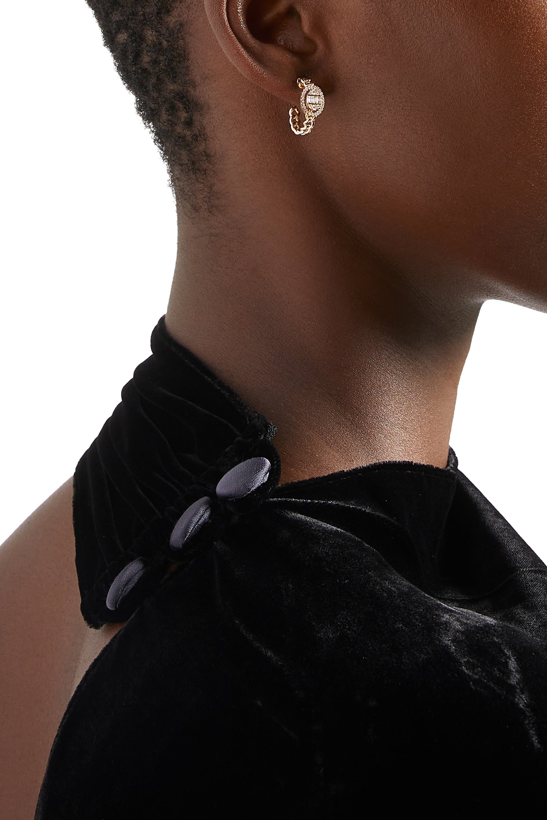 Quwa Oval Earrings, 18k Rose Gold & Diamonds