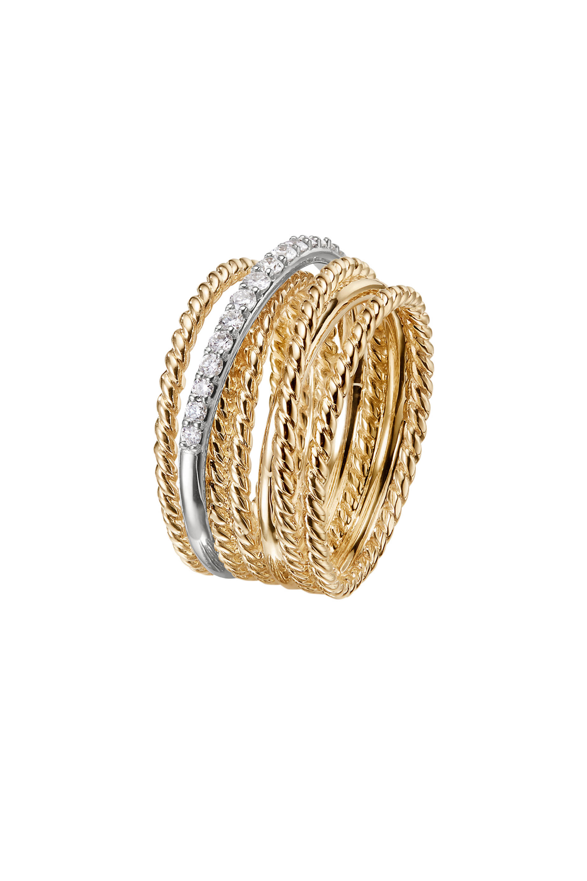Crossover Ring, 18k Gold & Diamonds