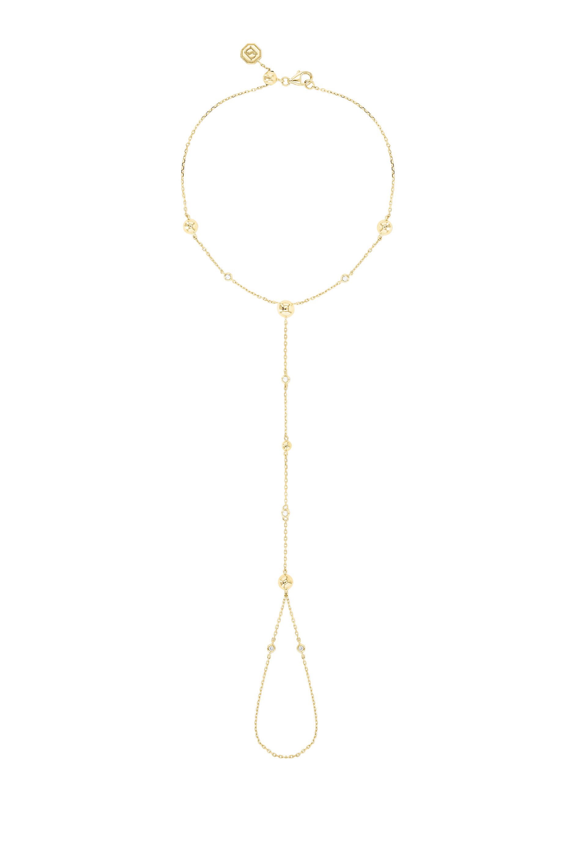 Enishi Hand Chain, 18K Yellow Gold & Diamonds