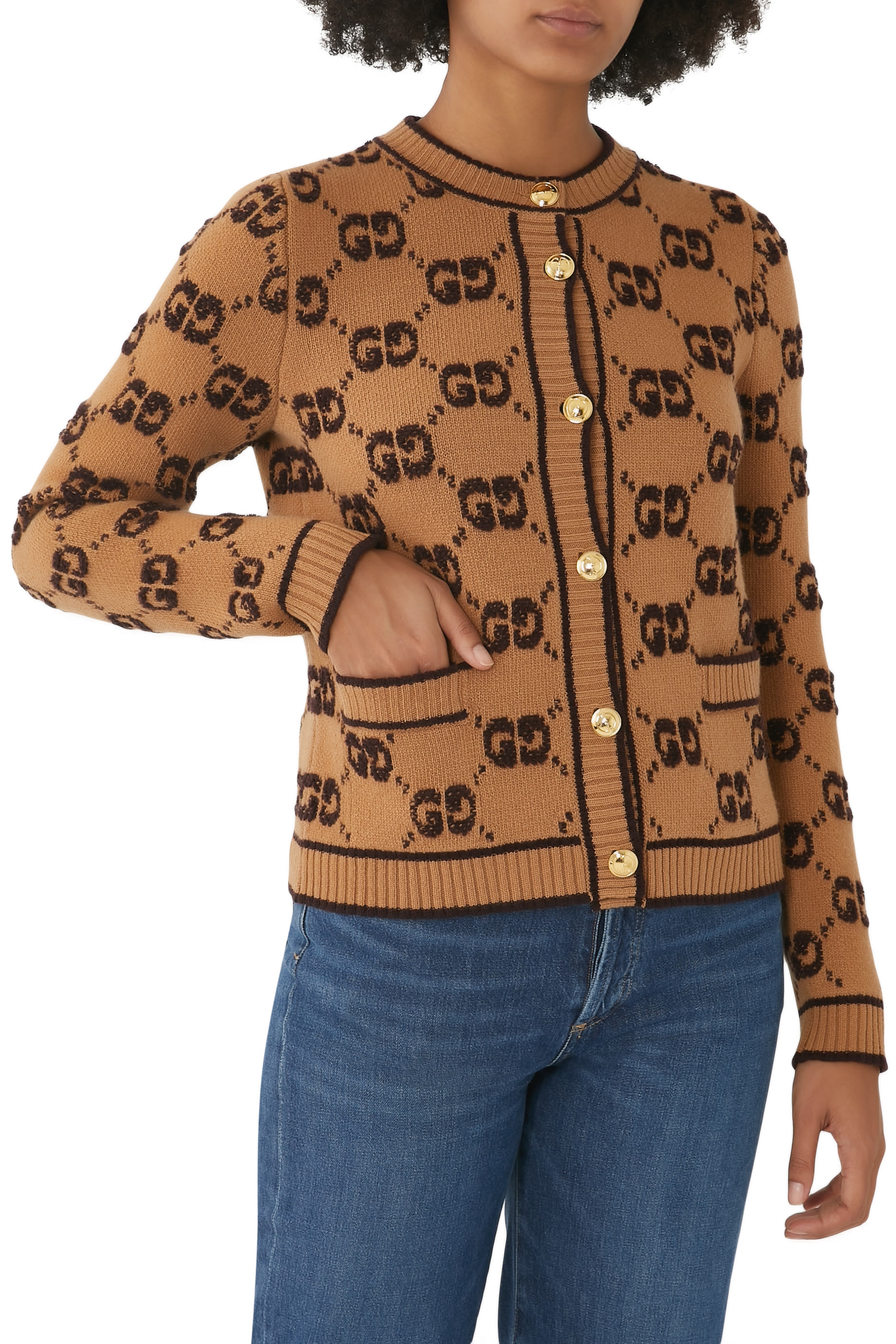 GG Wool Boucl&eacute; Jacquard Cardigan
