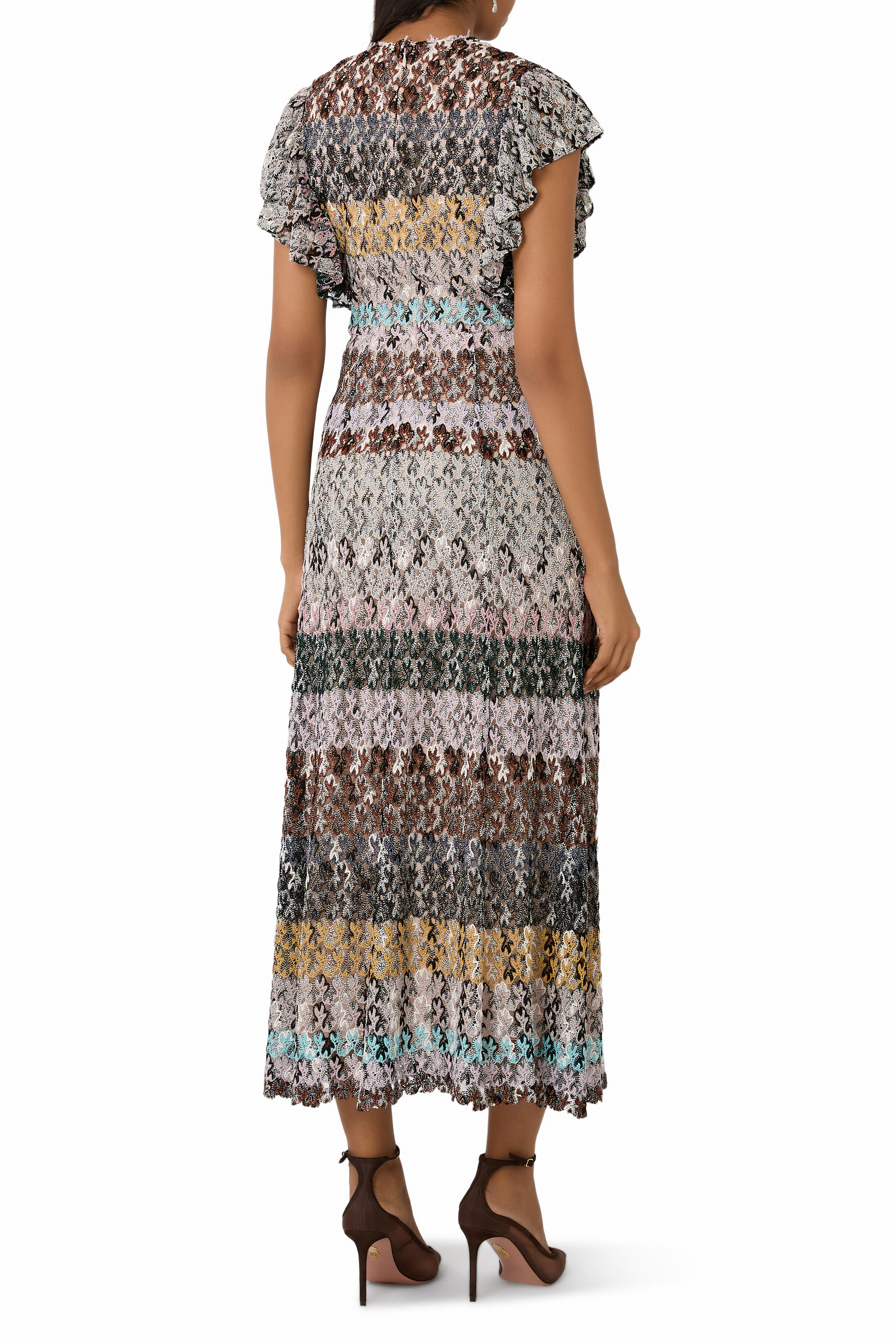Multi Crochet Stripe Maxi Dress