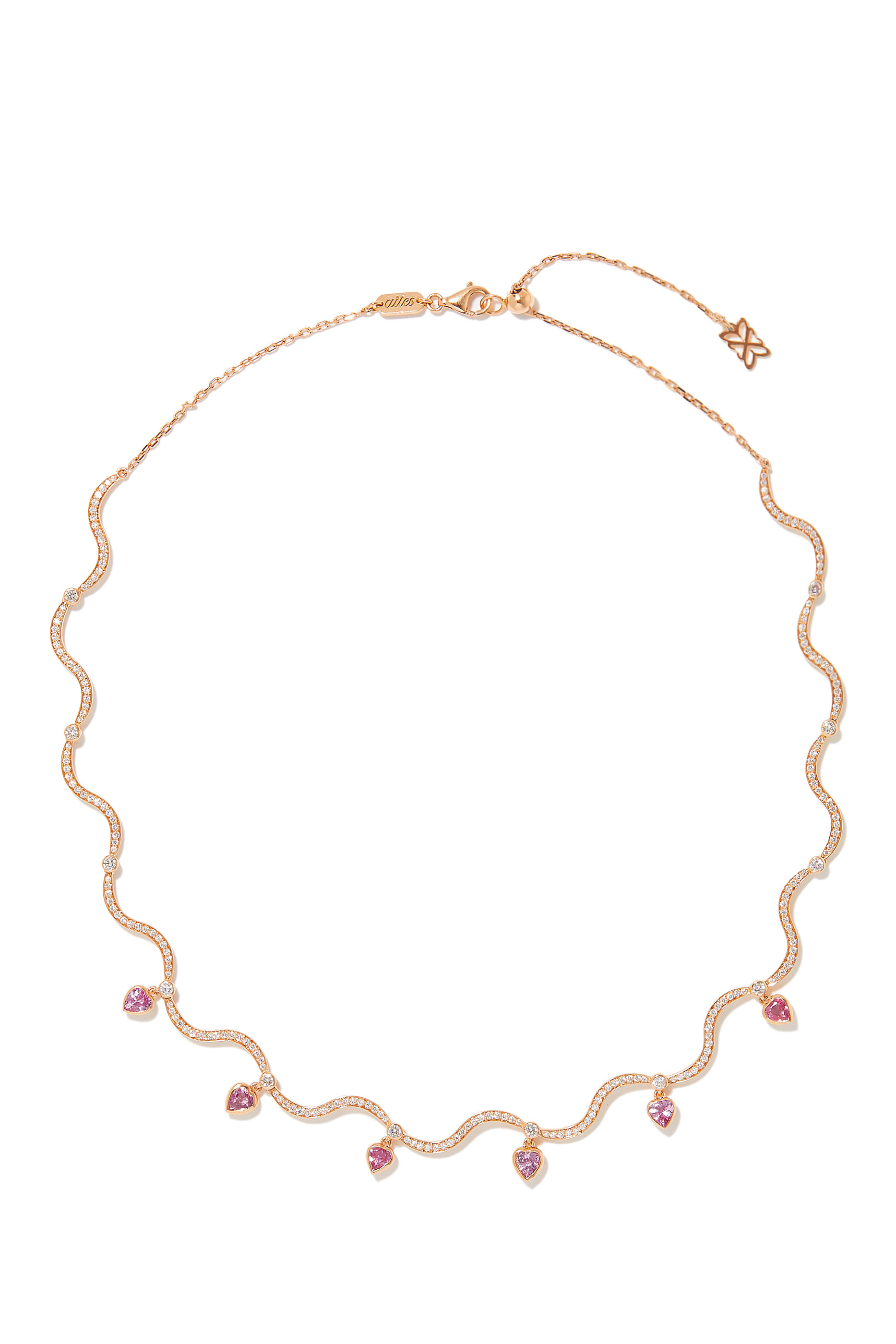 Dangling Heart Choker, 18k Pink Gold with Diamonds