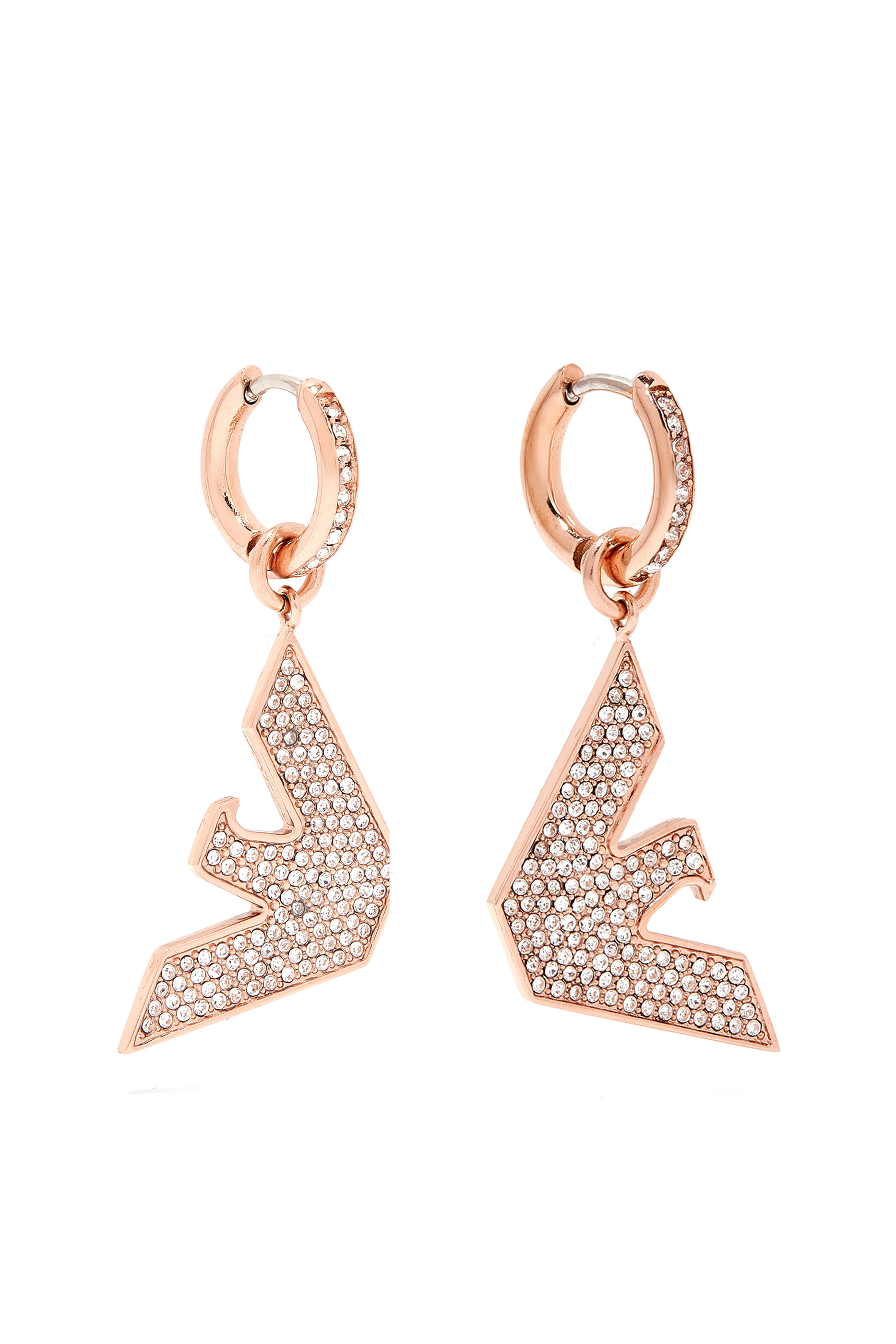 Eagle Logo Earrings, Stainless Steel & Crystals