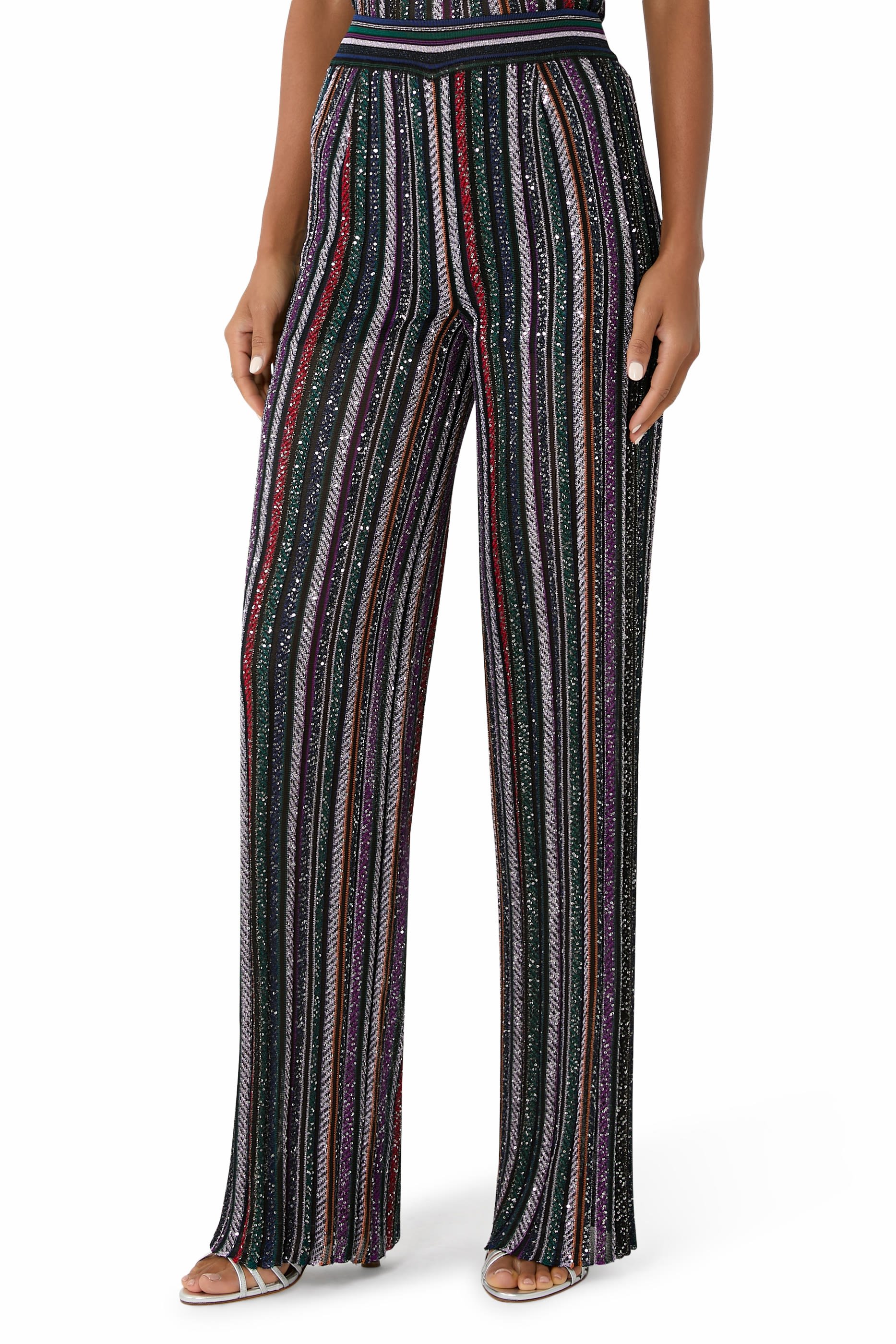 Long Pants in Herringbone Stripe Knit