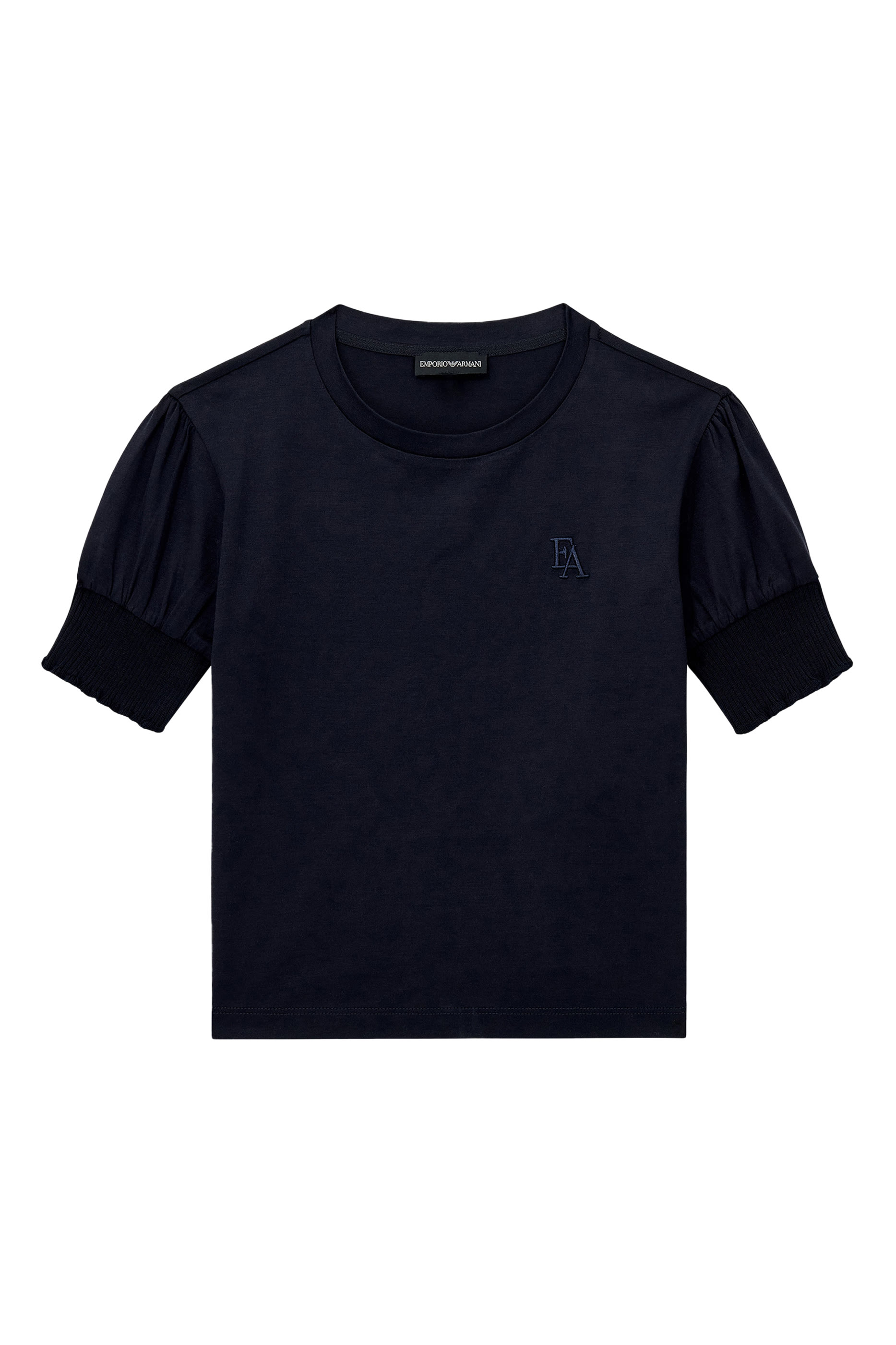 Kids EA Text Logo Puff Sleeves T-Shirt