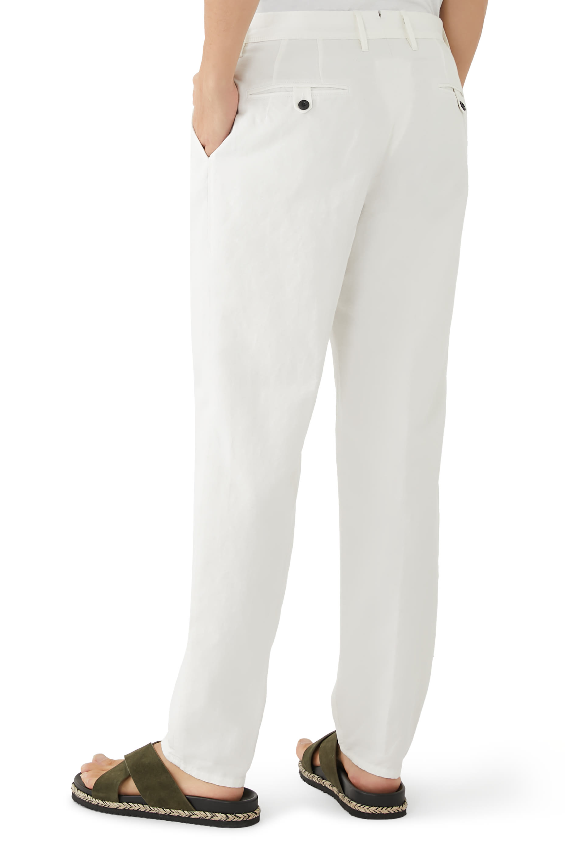 Incotex Tapered Fit Pleated Linen Slacks