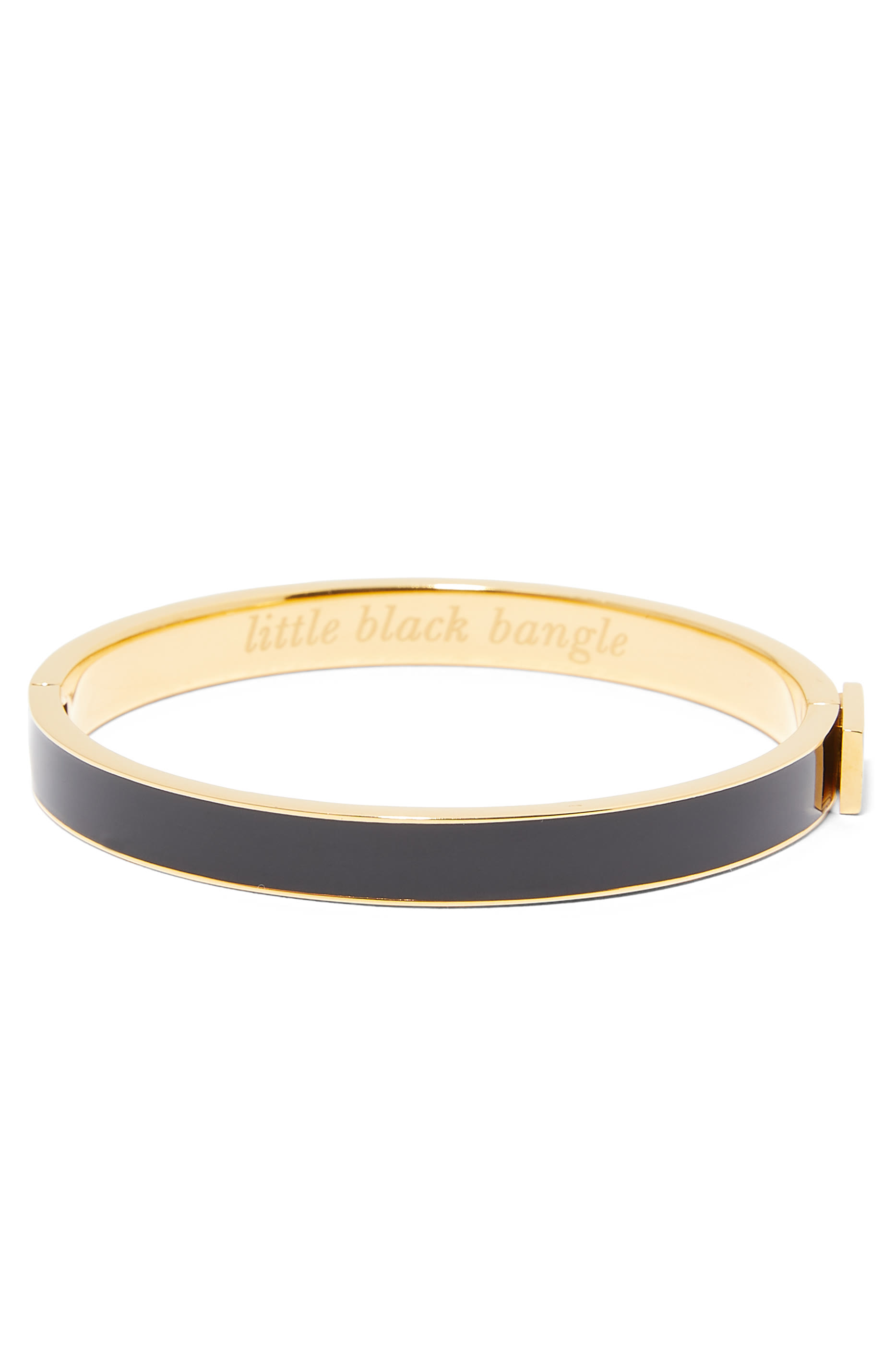 Little Black Idiom Bangle, Plated Metal & Enamel