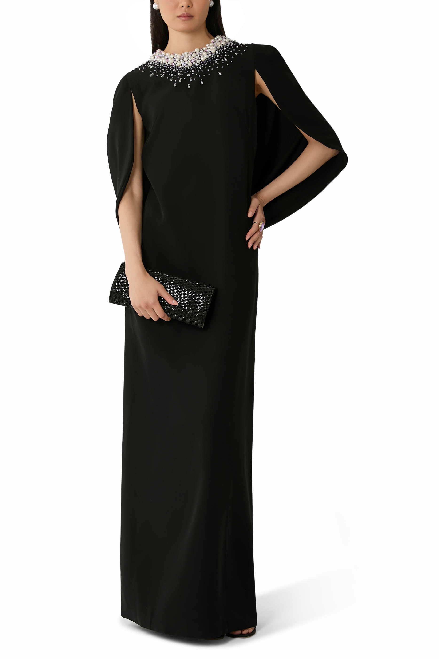 Long Sleeves Beaded Gown