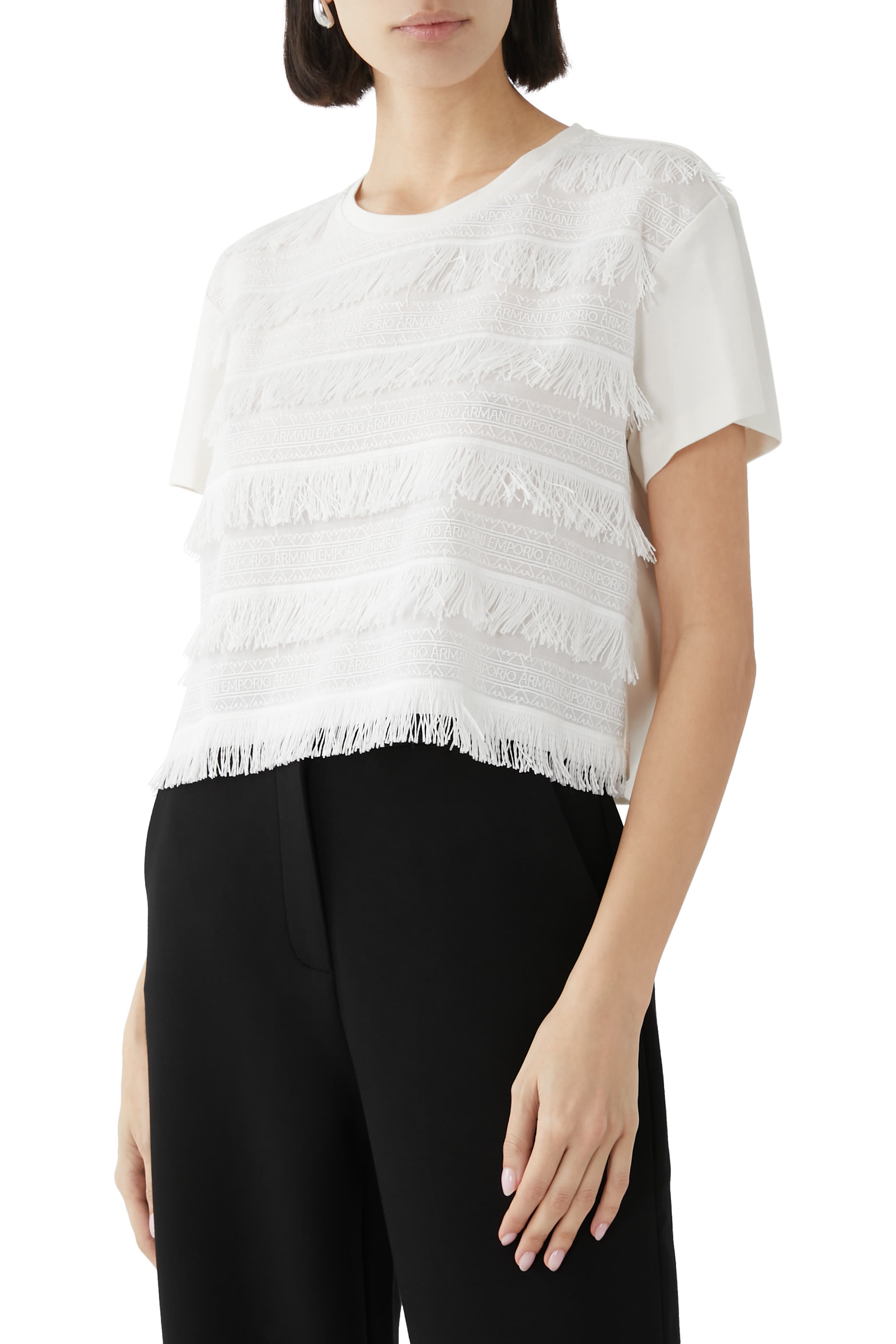 Supima Interlock Jersey Fringed T-Shirt