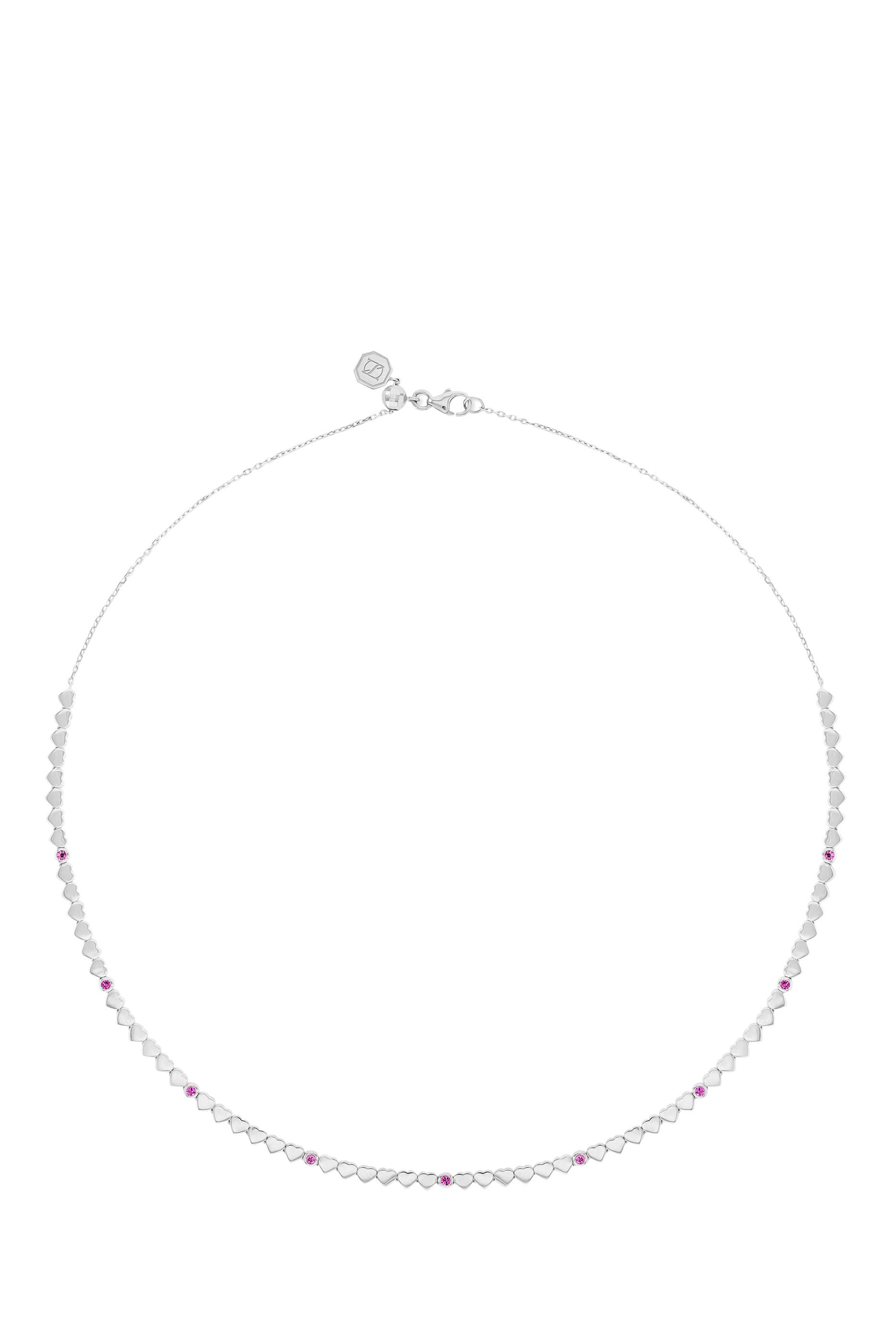 Love in Tokyo Necklace, 18K White Gold & Pink Sapphires