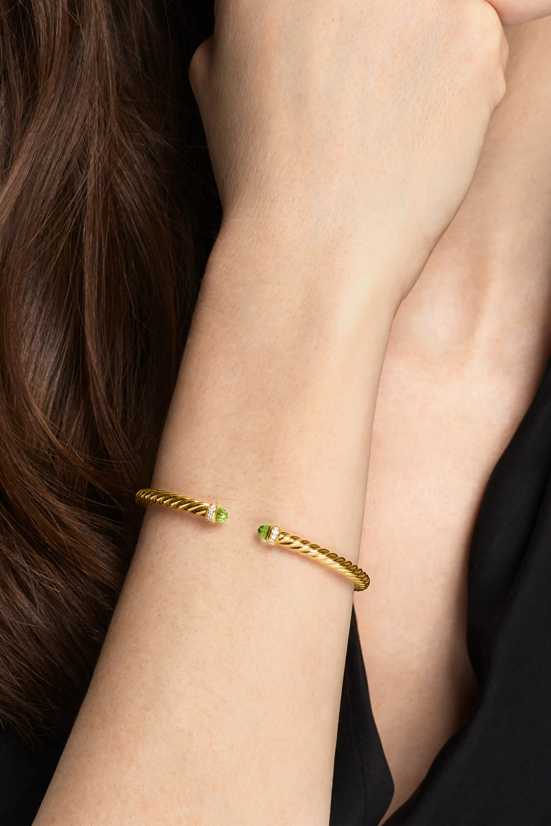 Cablespira® Flex Bracelet, 18k Yellow Gold, Peridot & Diamonds