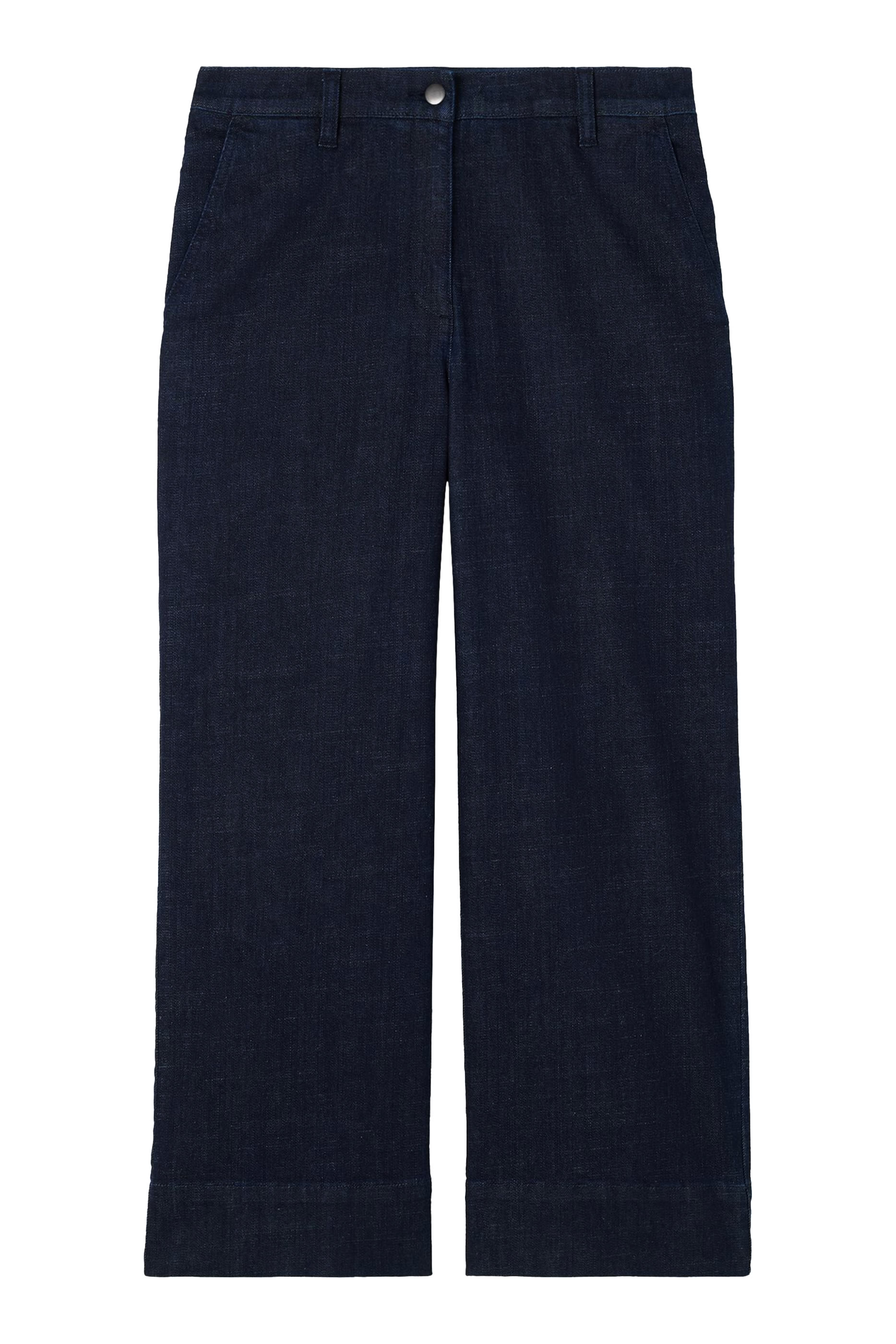 Cotton Stretch Denim Wide-Leg Jeans