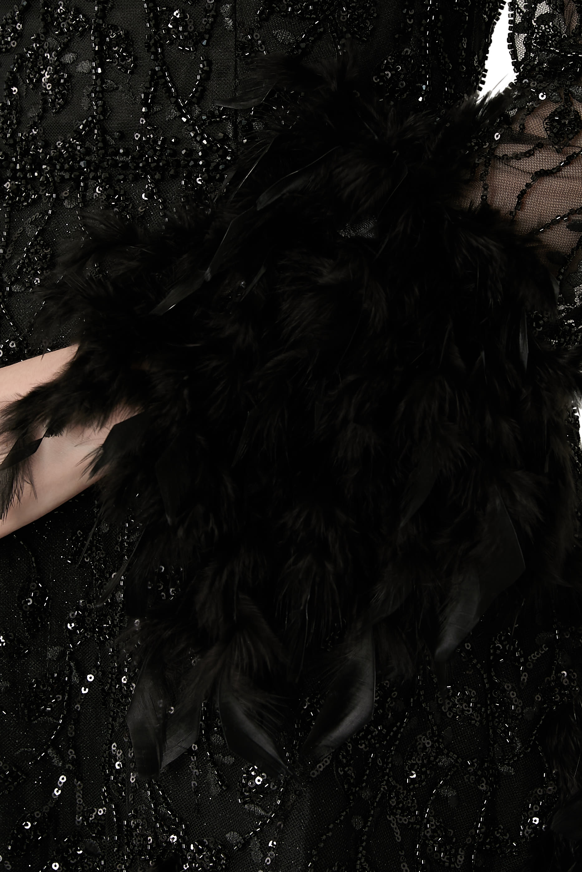  Beaded Long Sleeve Gown