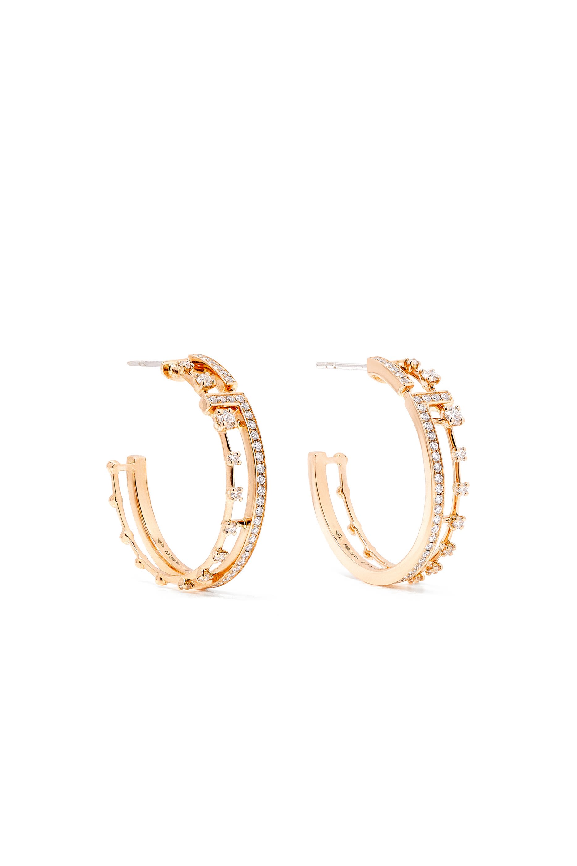 Avenues Hoop Earrings, 18k Rose Gold with Diamonds