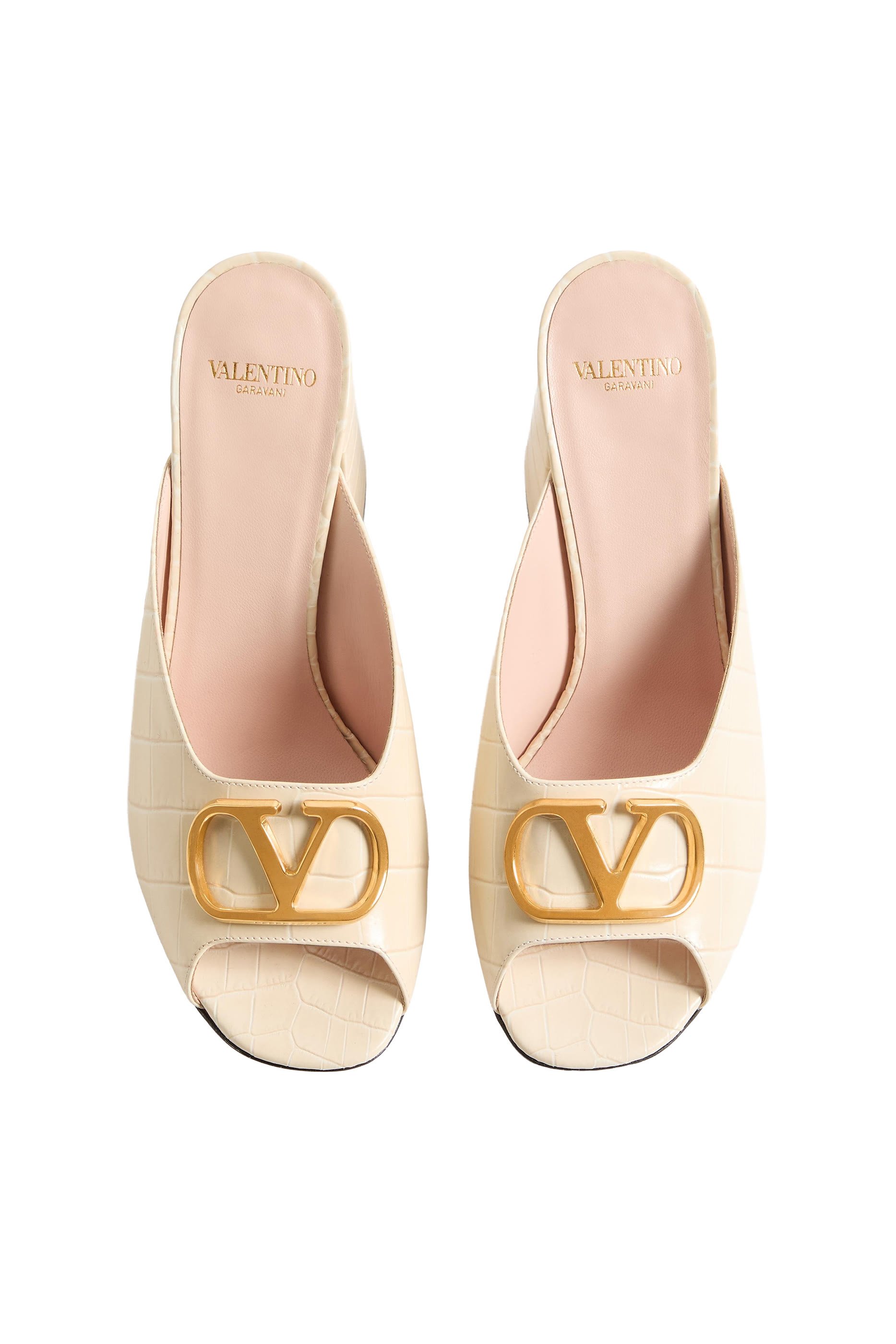 VLogo 95 Signature Slide Sandals in Printed Calfskin