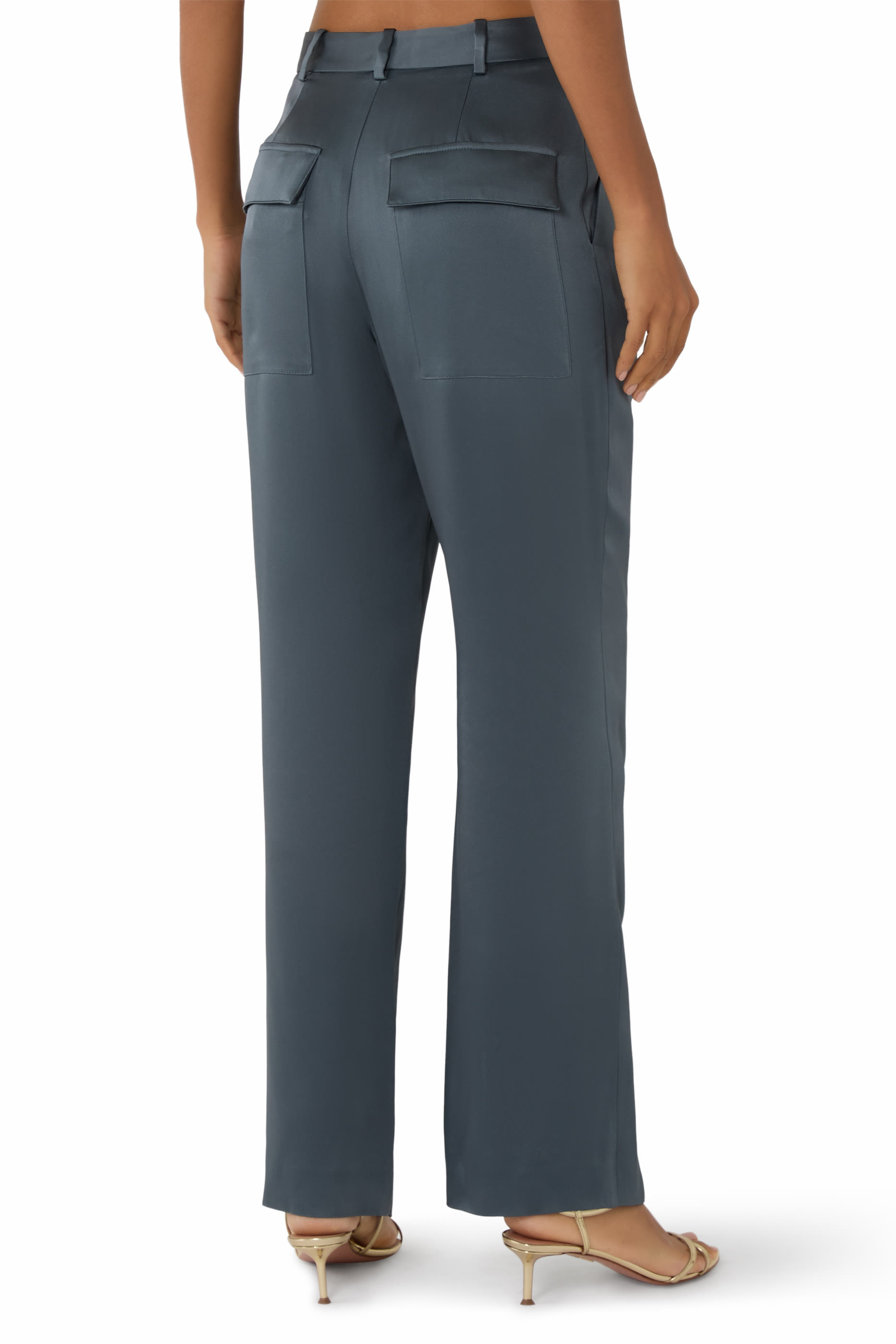 Satin Tapered Pleated Pants