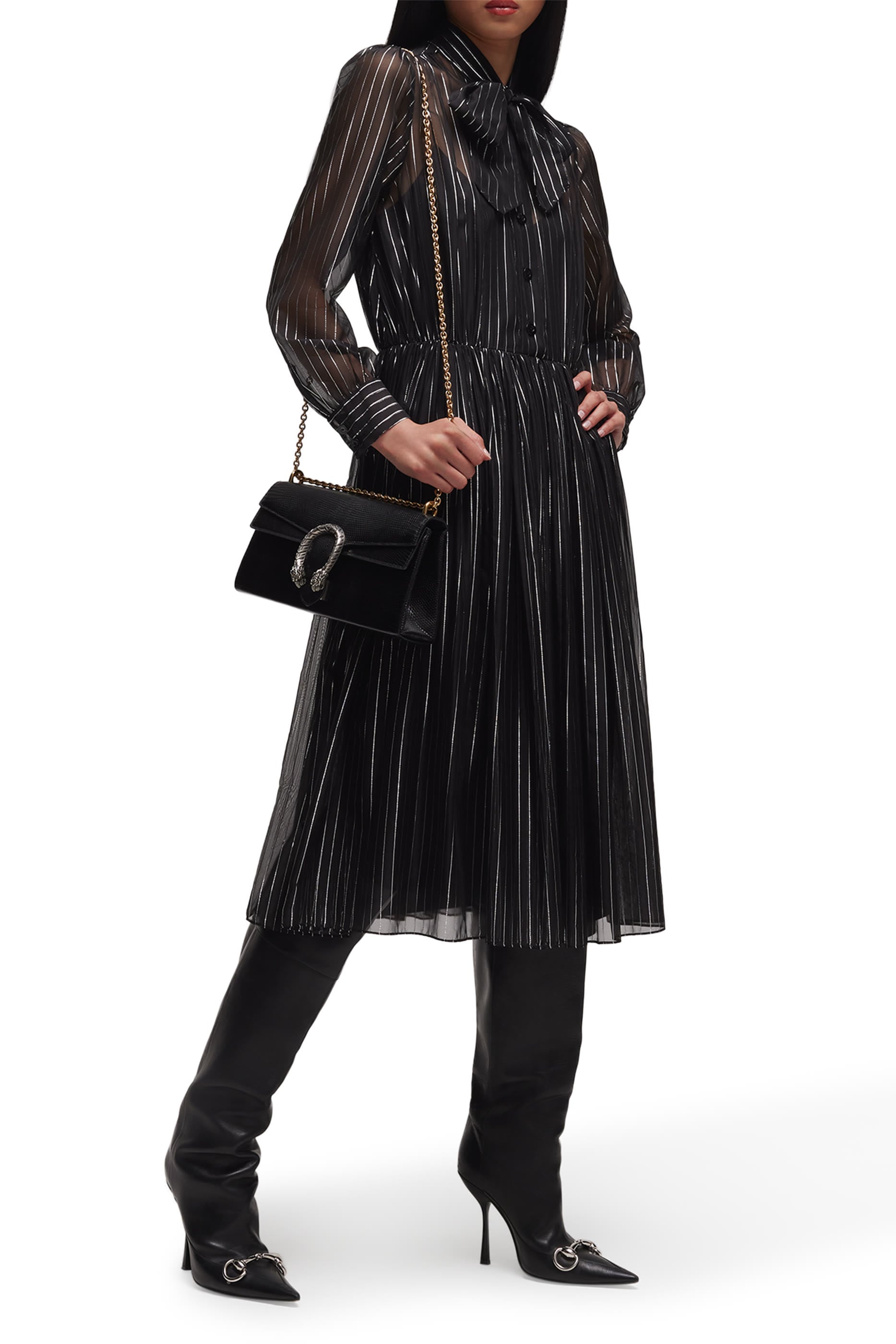 Pinstripe Chemisier Dress