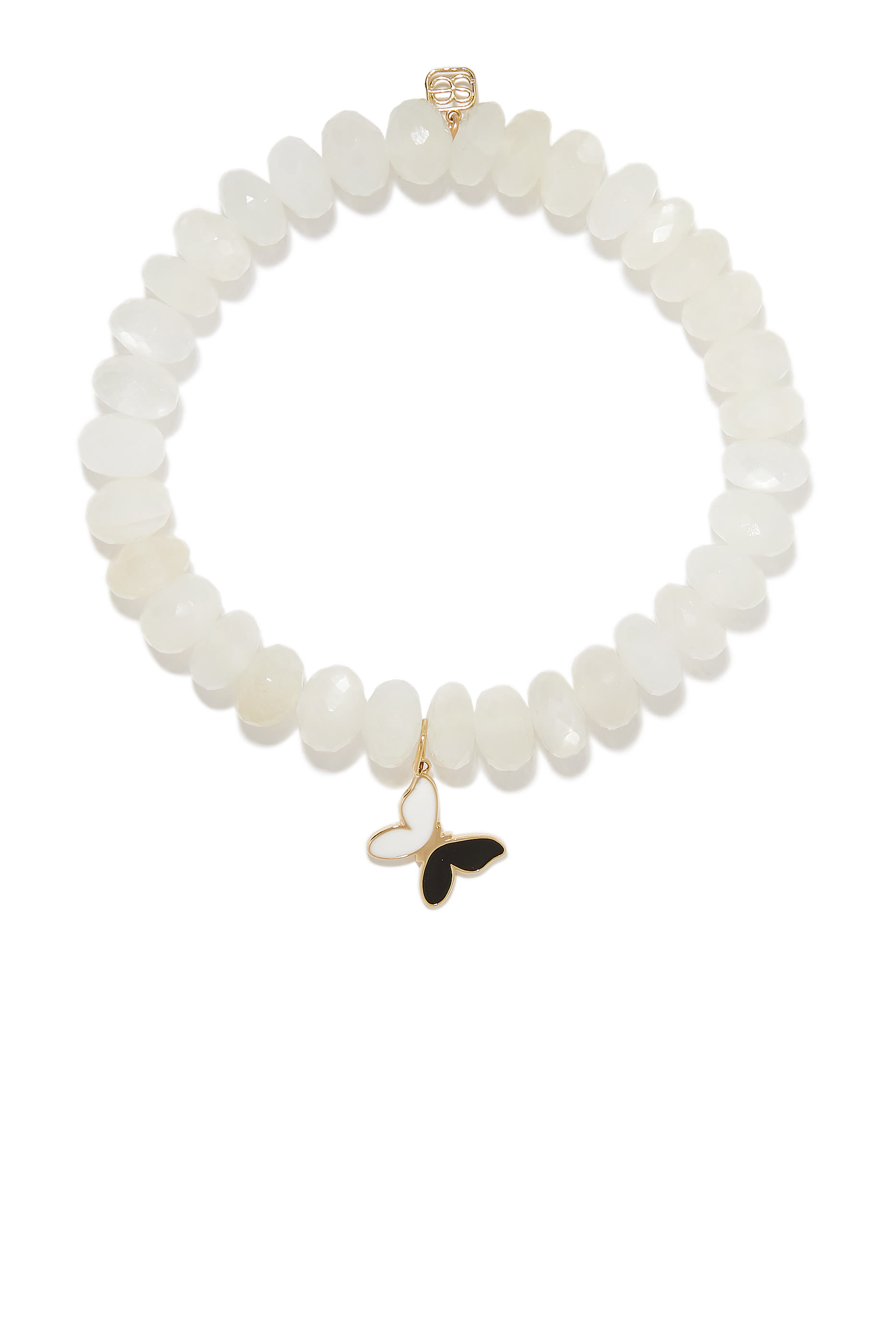 Butterfly Charm Moonstone Bracelet, 14k Yellow Gold & Moonstone