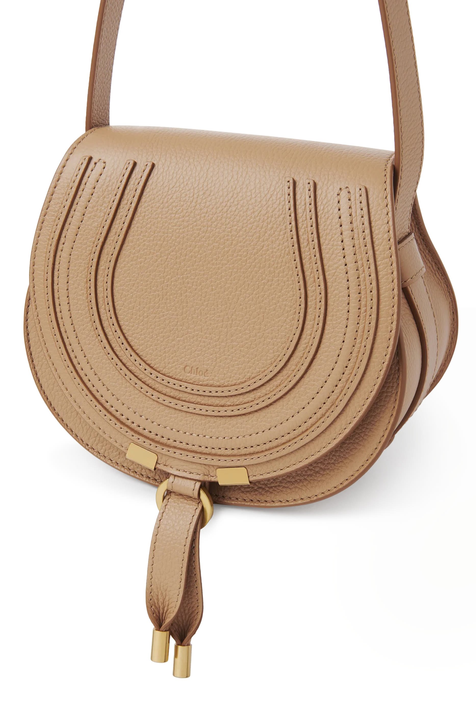 Grained Leather Small Marcie Saddle Bag