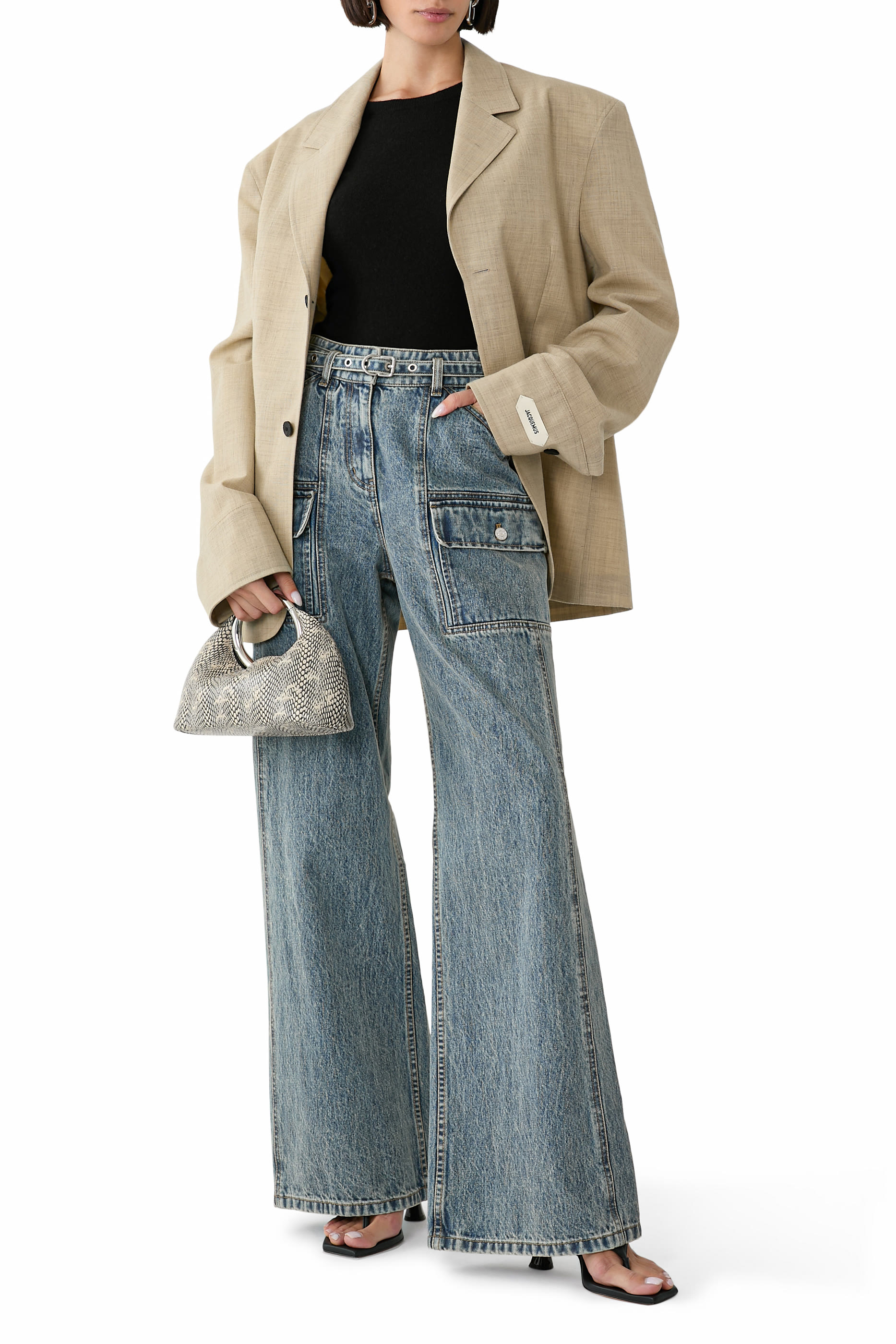 Cargo Wide Leg Belted Jeans