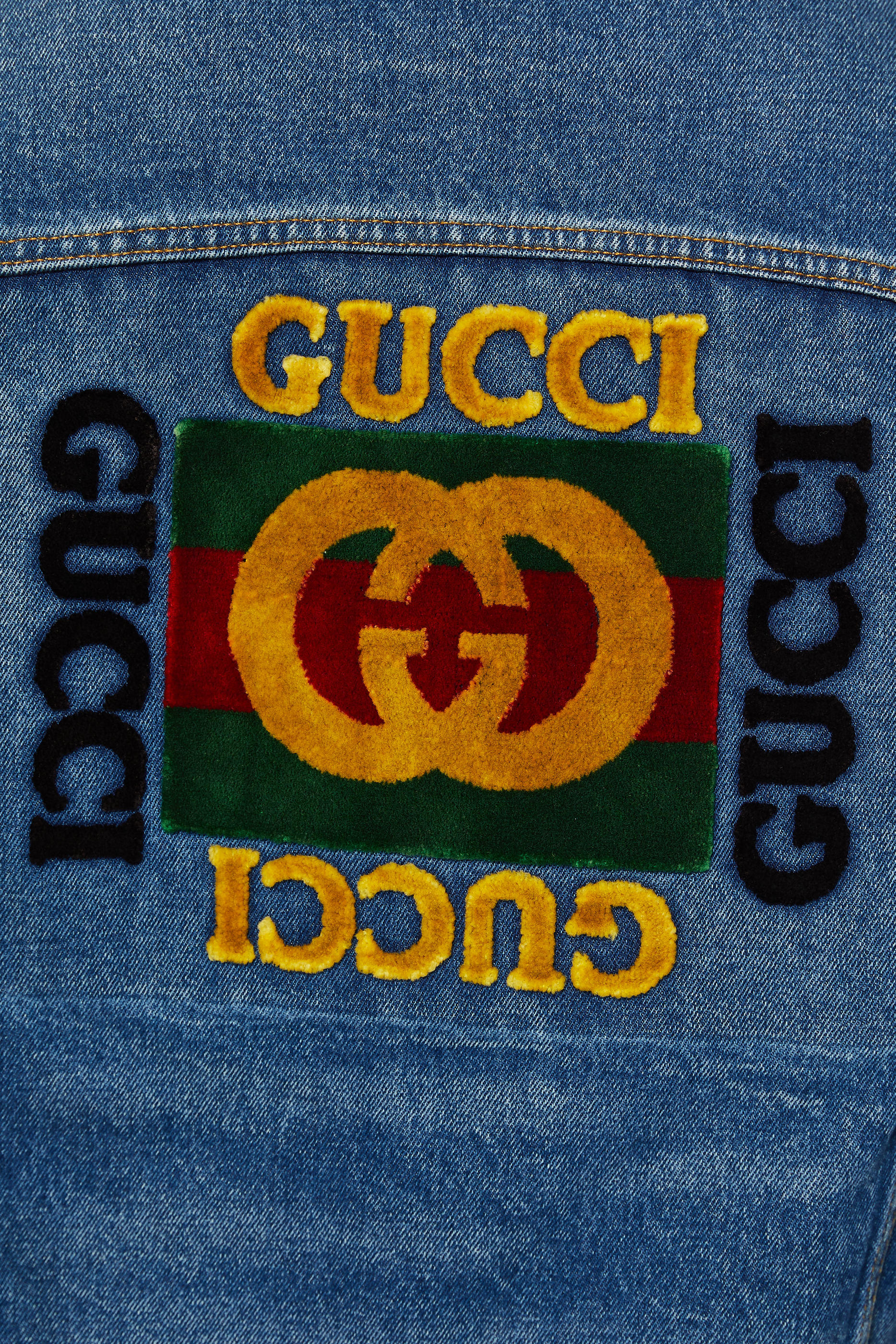 Oversized Embroidered Logo Denim Jacket