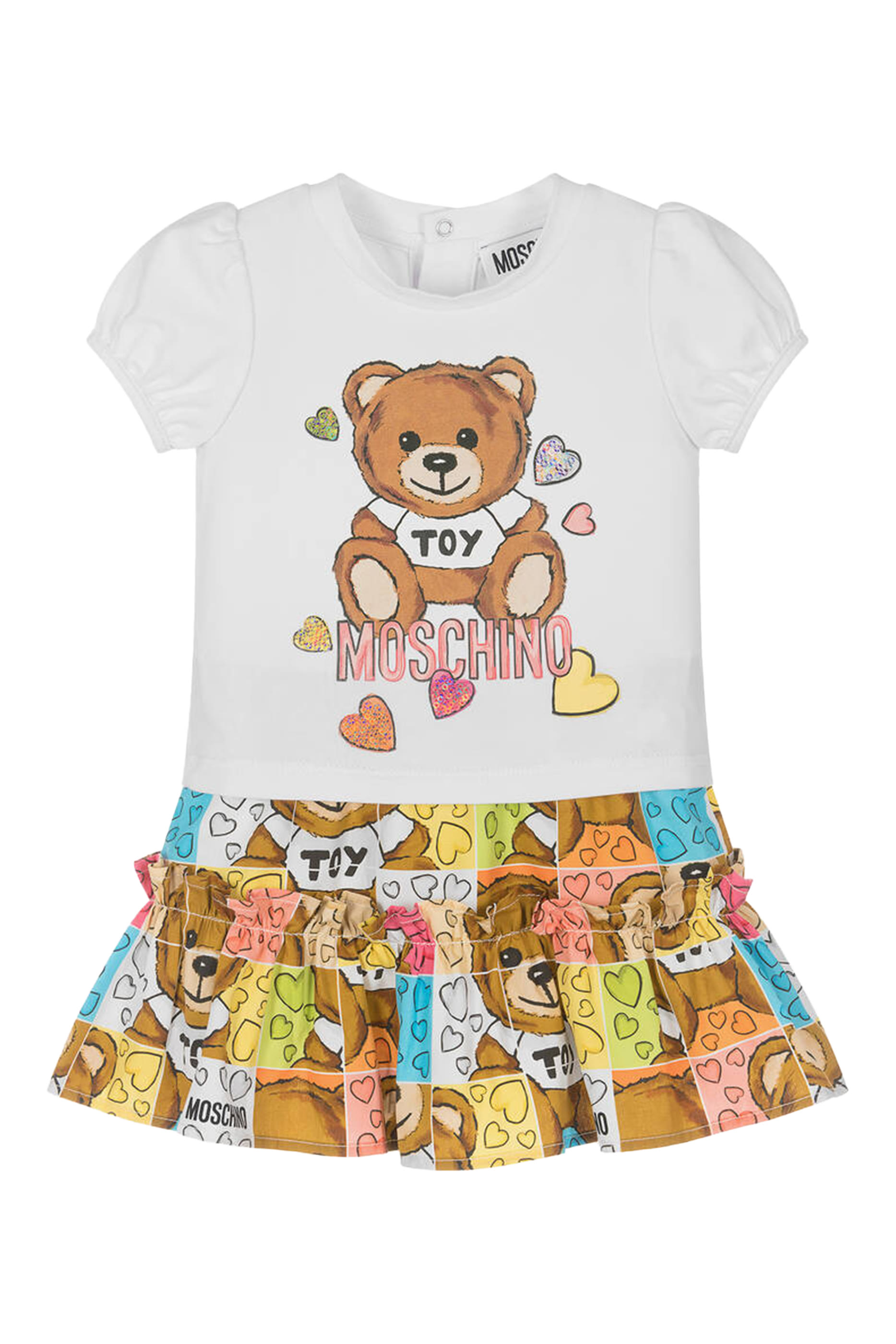 Kids Teddy Logo T Shirt & Skirt Set