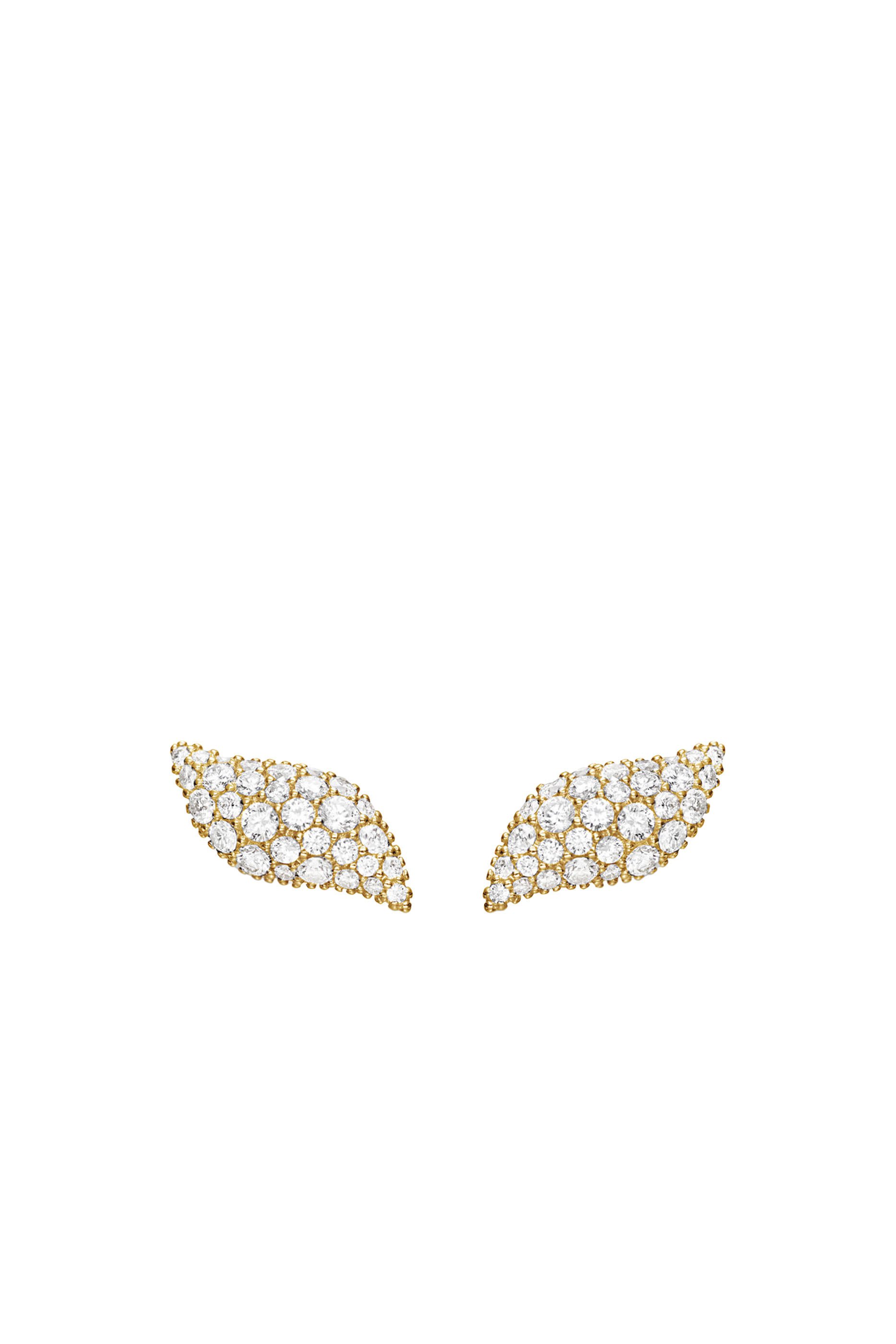 Petite Pave Flute Stud Earrings, 18k Yellow Gold & Diamonds
