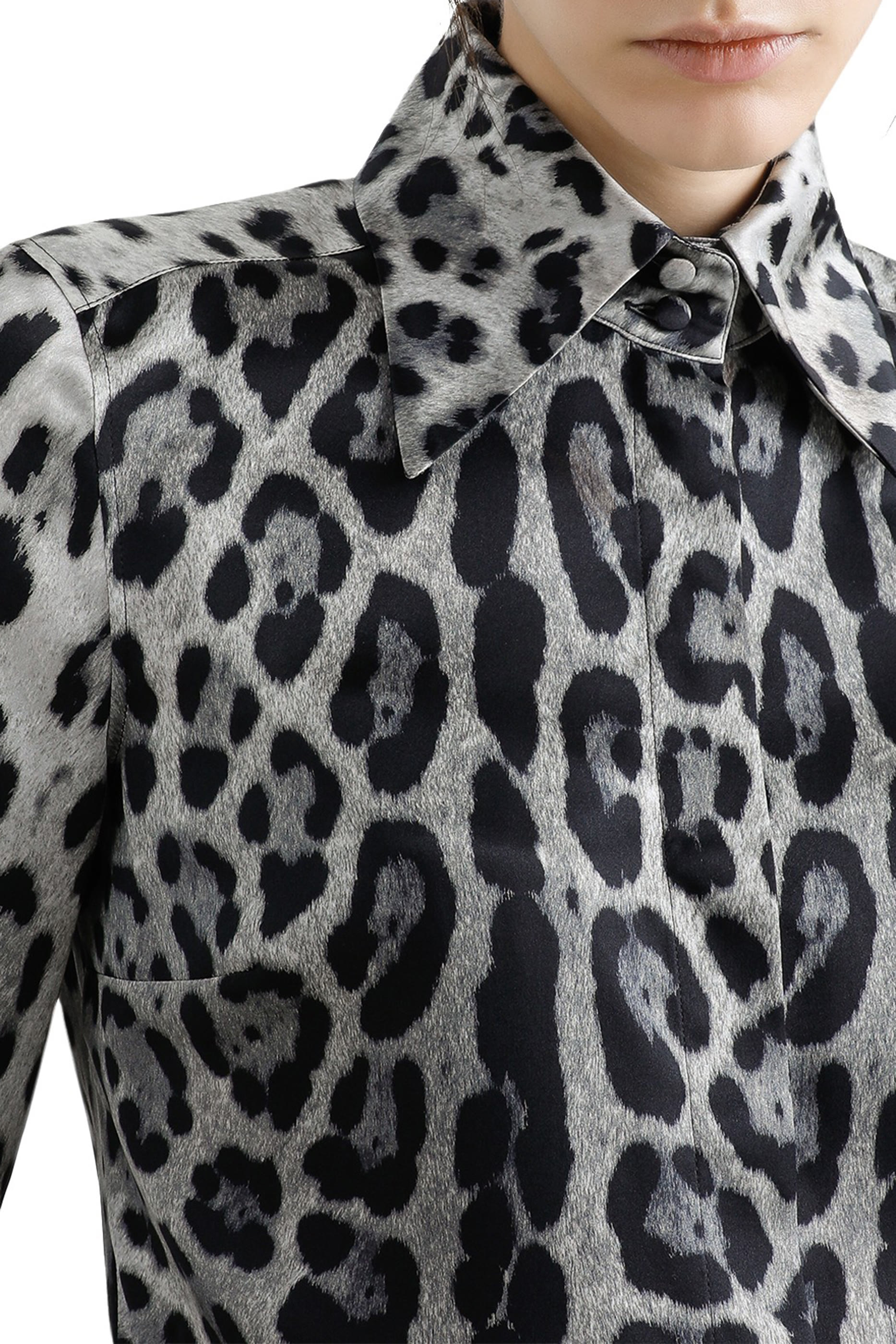 Leopard-Print Silk Satin Shirt