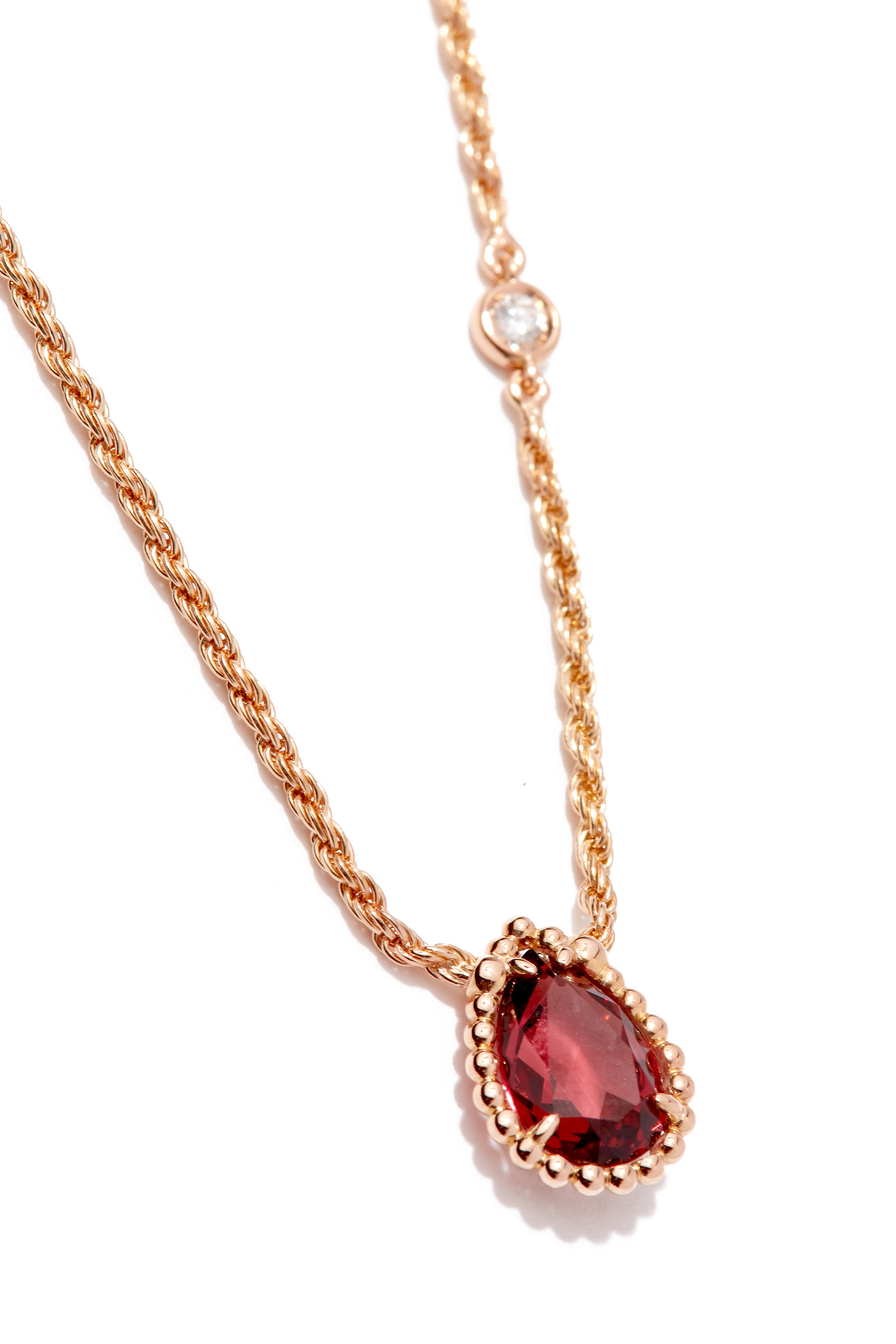 Serpent Bohème XS Motif Pendant, 18k Pink Gold with Rhodolite & Diamond