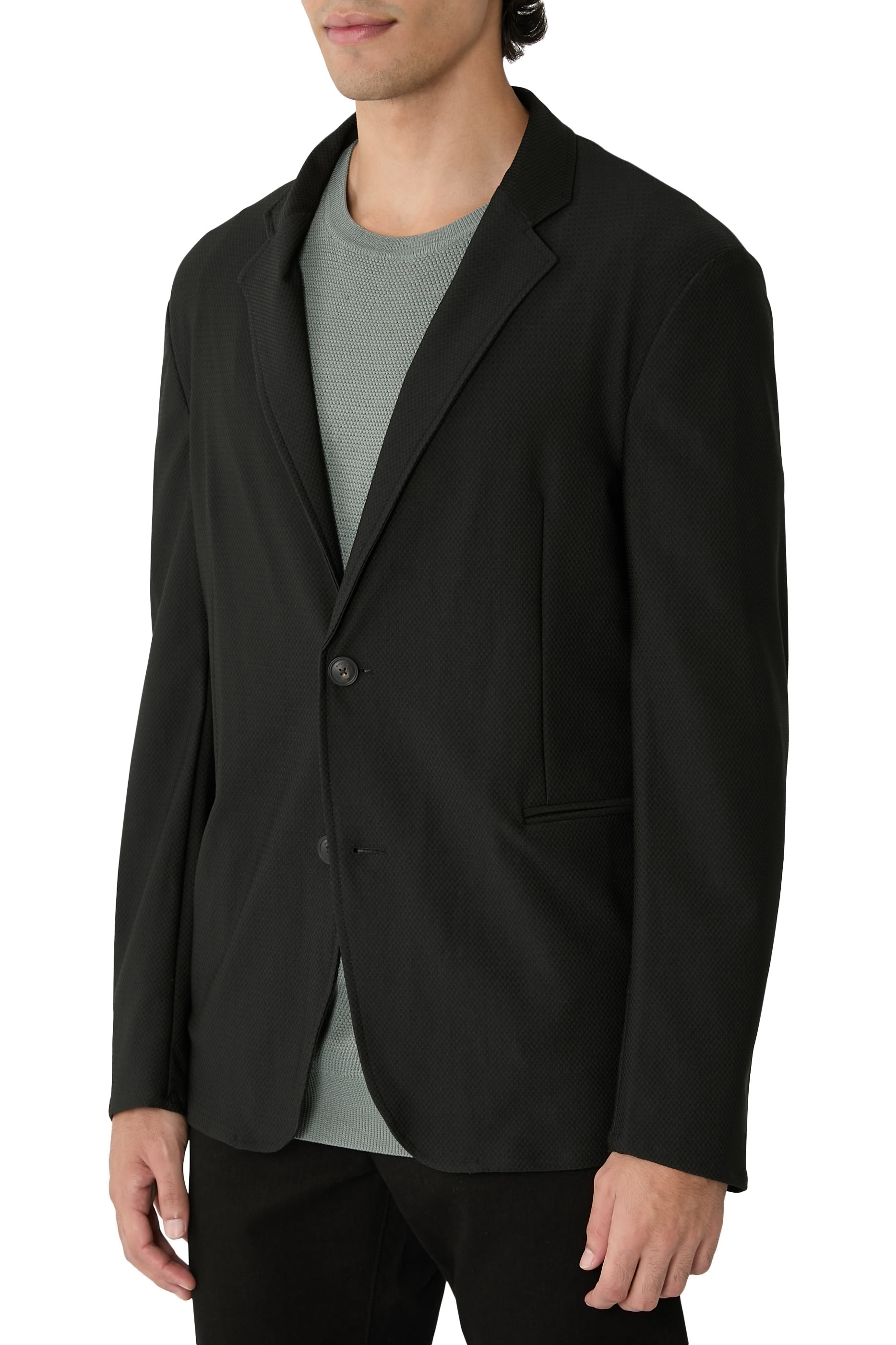 3D Micro-Textured Effect Single-Breasted Jacket