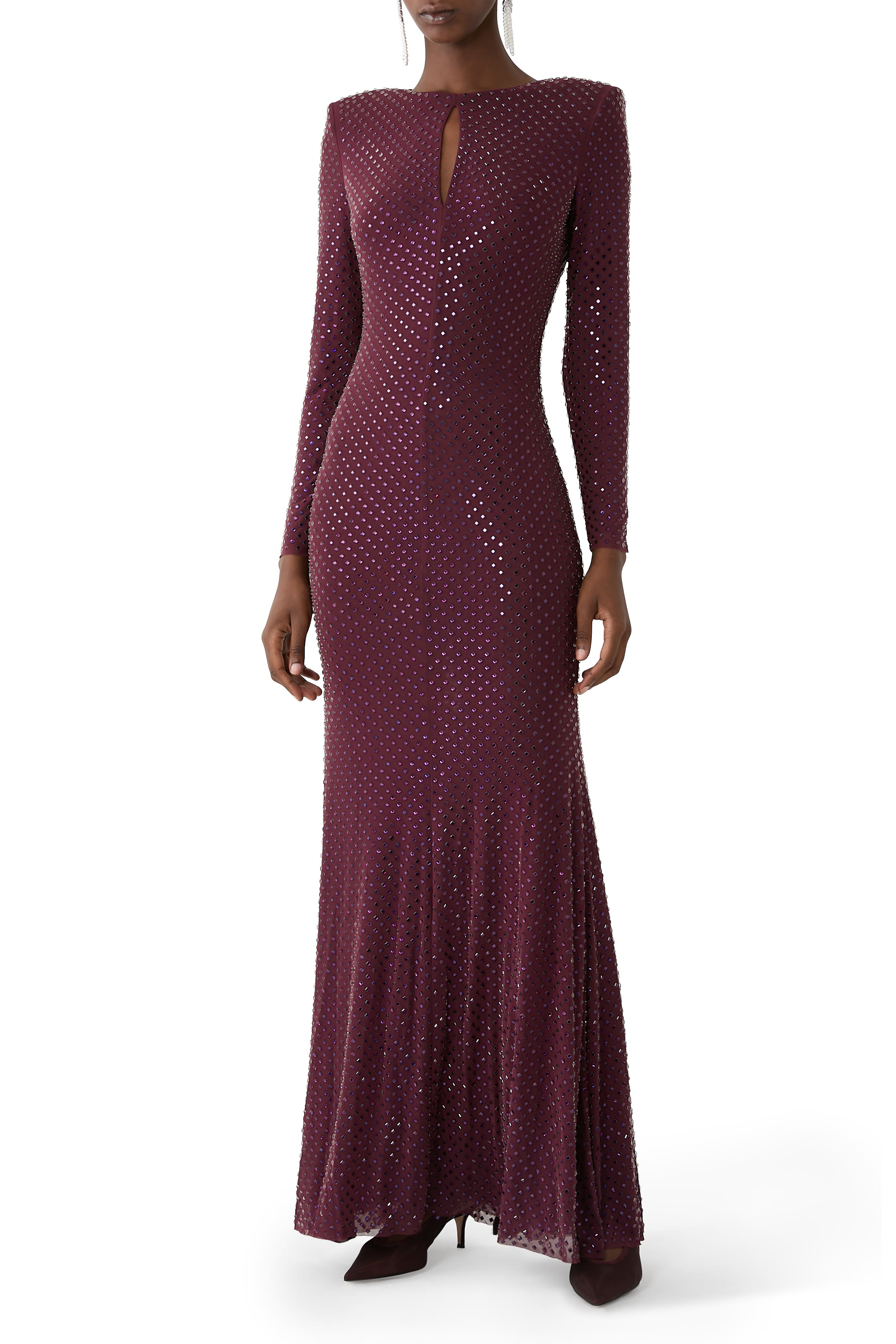 Rhinestone Keyhole Maxi Dress