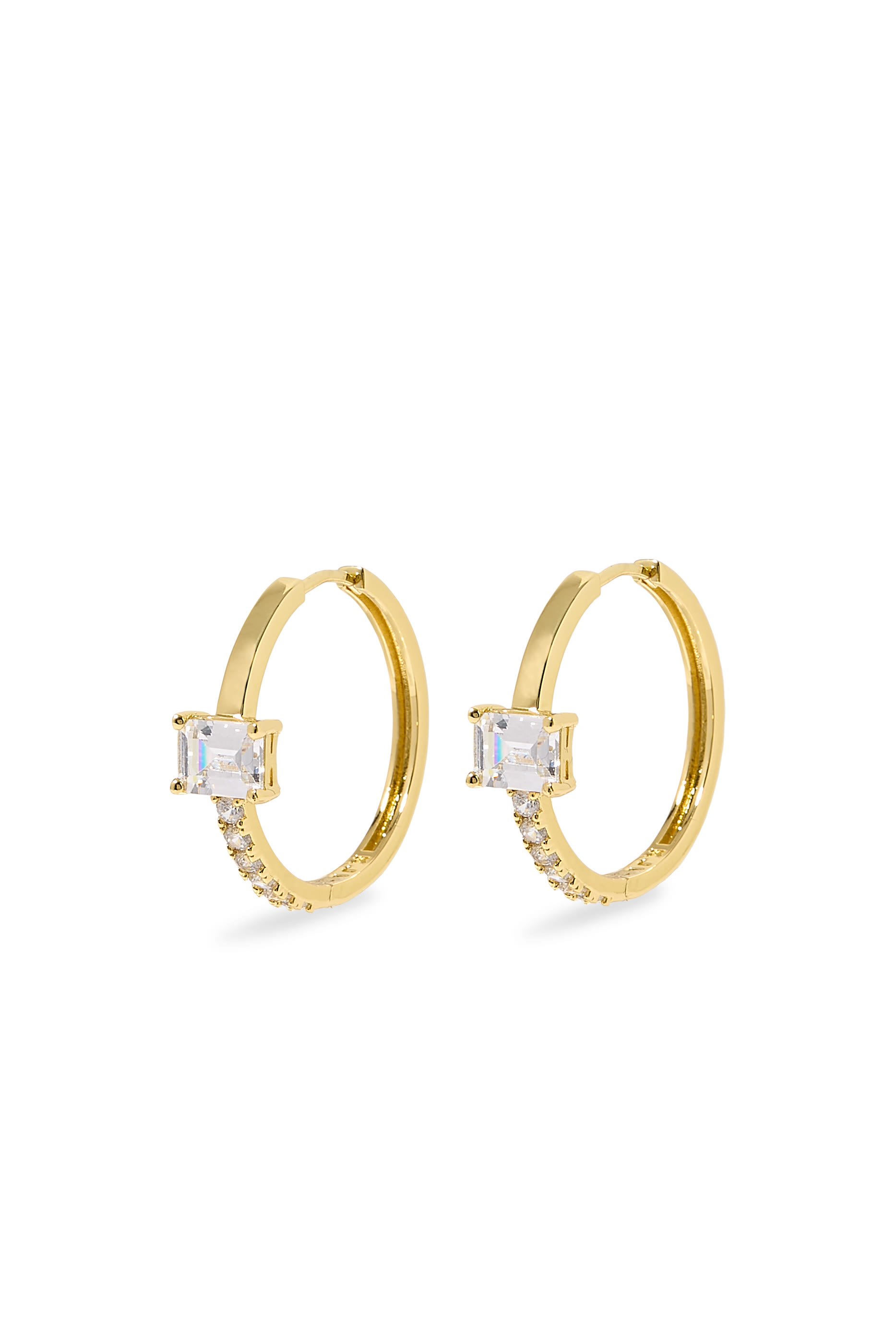 Small Hoops, Gold-Plated Brass & Cubic Zirconia