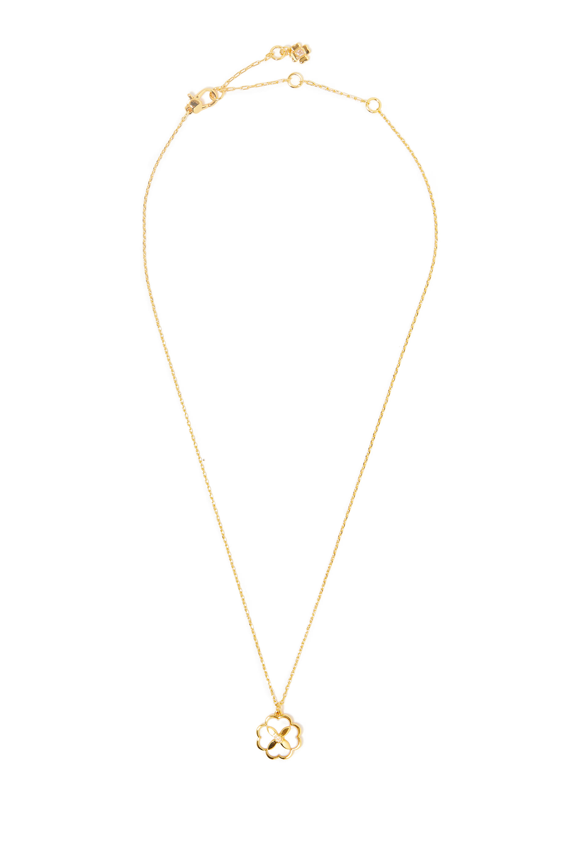 Heritage Bloom Pendant Necklace, Plated Metal With Faux Pearls & Cubic Zirconia