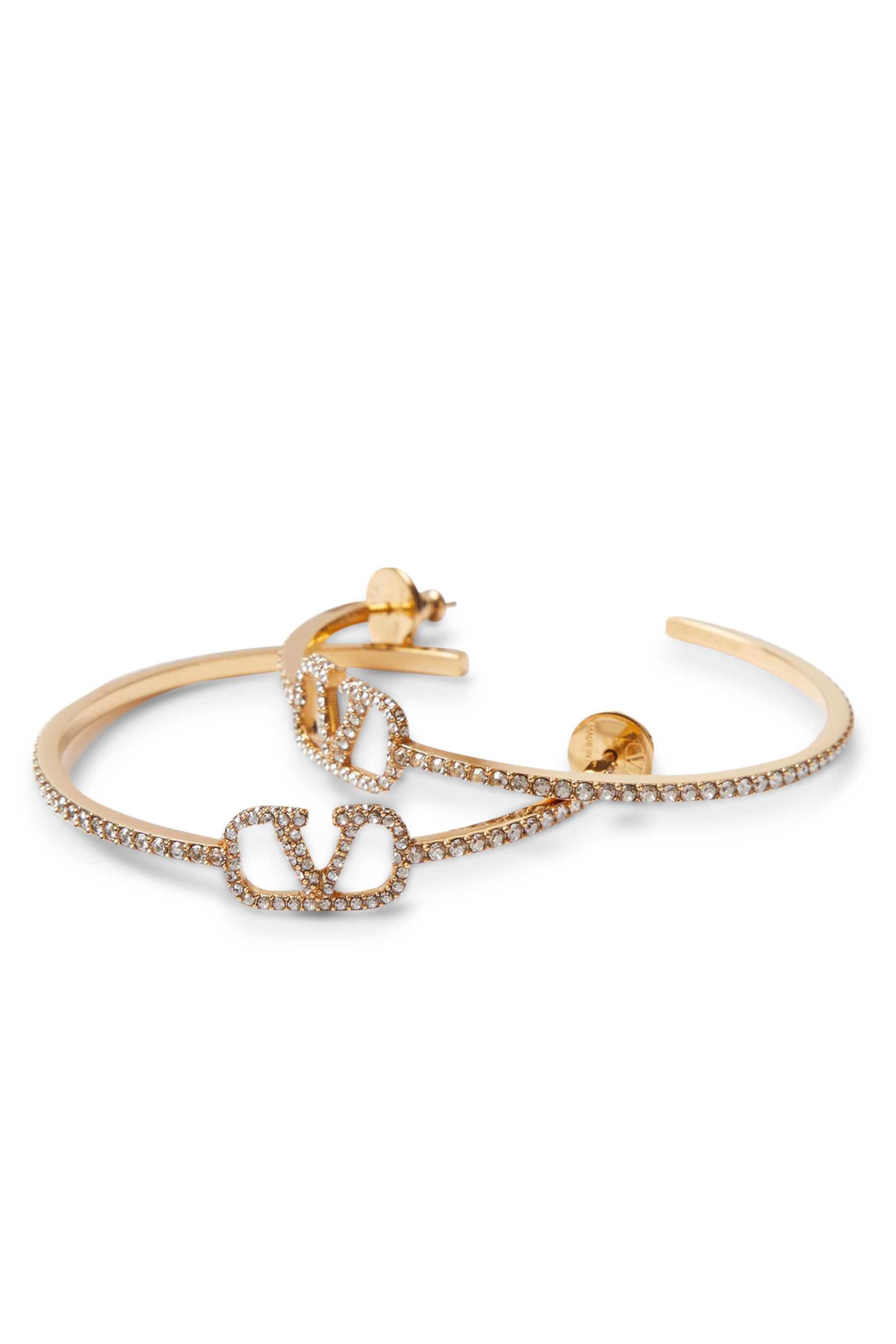 VLogo Signature Crystal Half Hoop Earrings