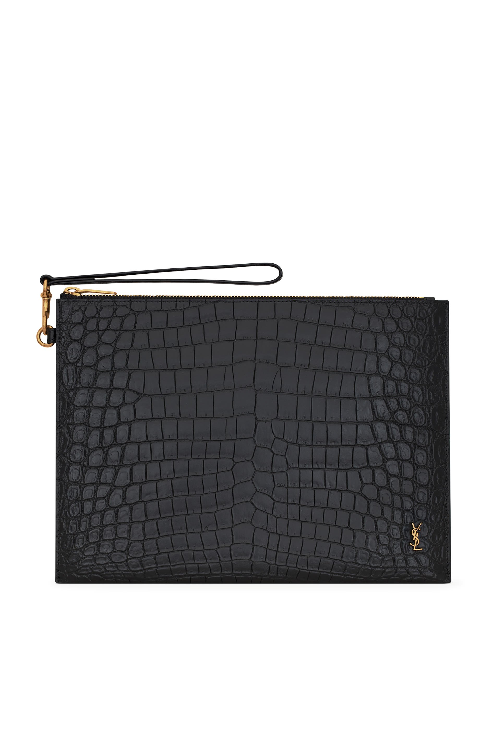  Tiny Cassandre Zip Tablet Holder in Crocodile Embossed Leather 