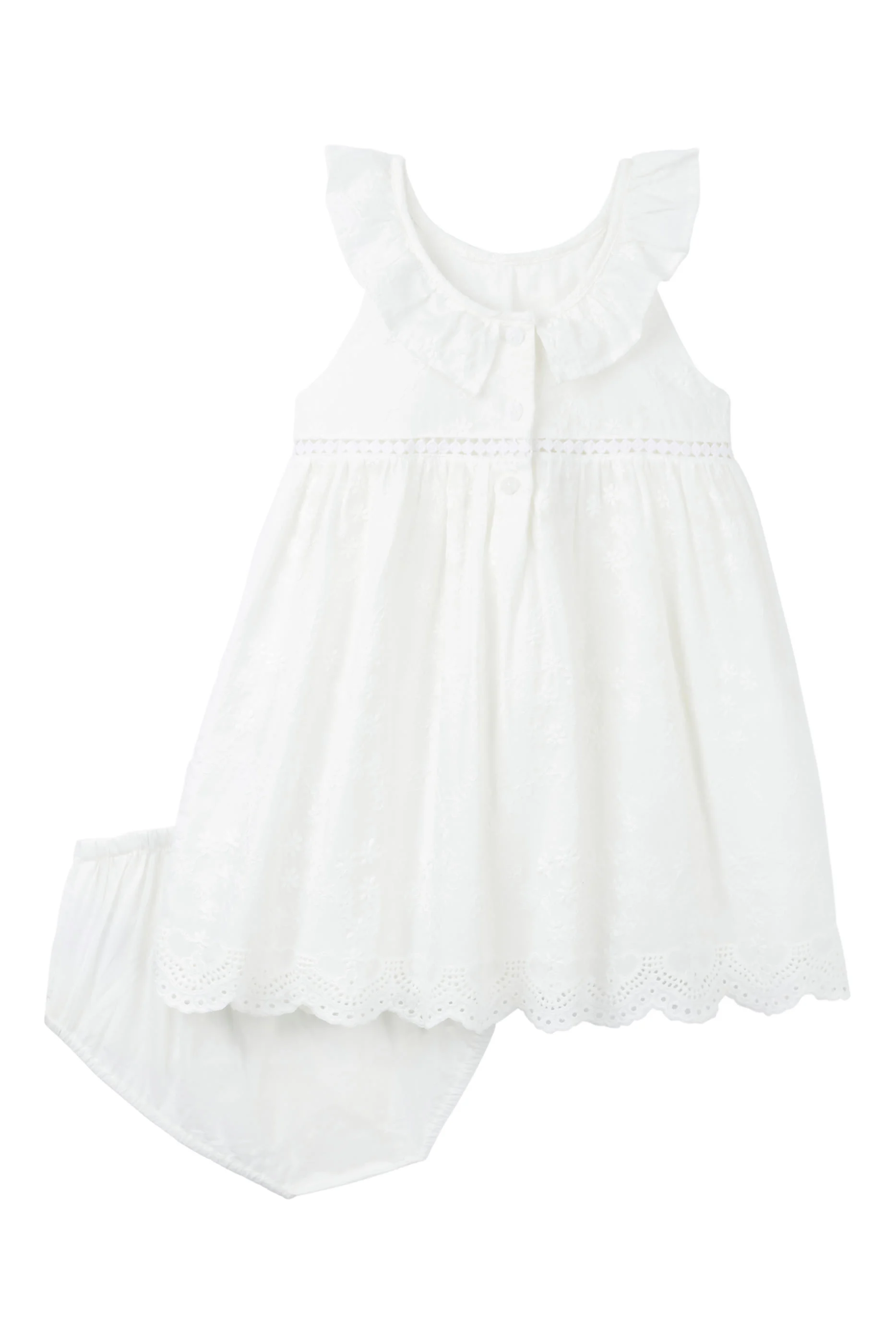 Kids Broderie Swing Dress Organic Cotton
