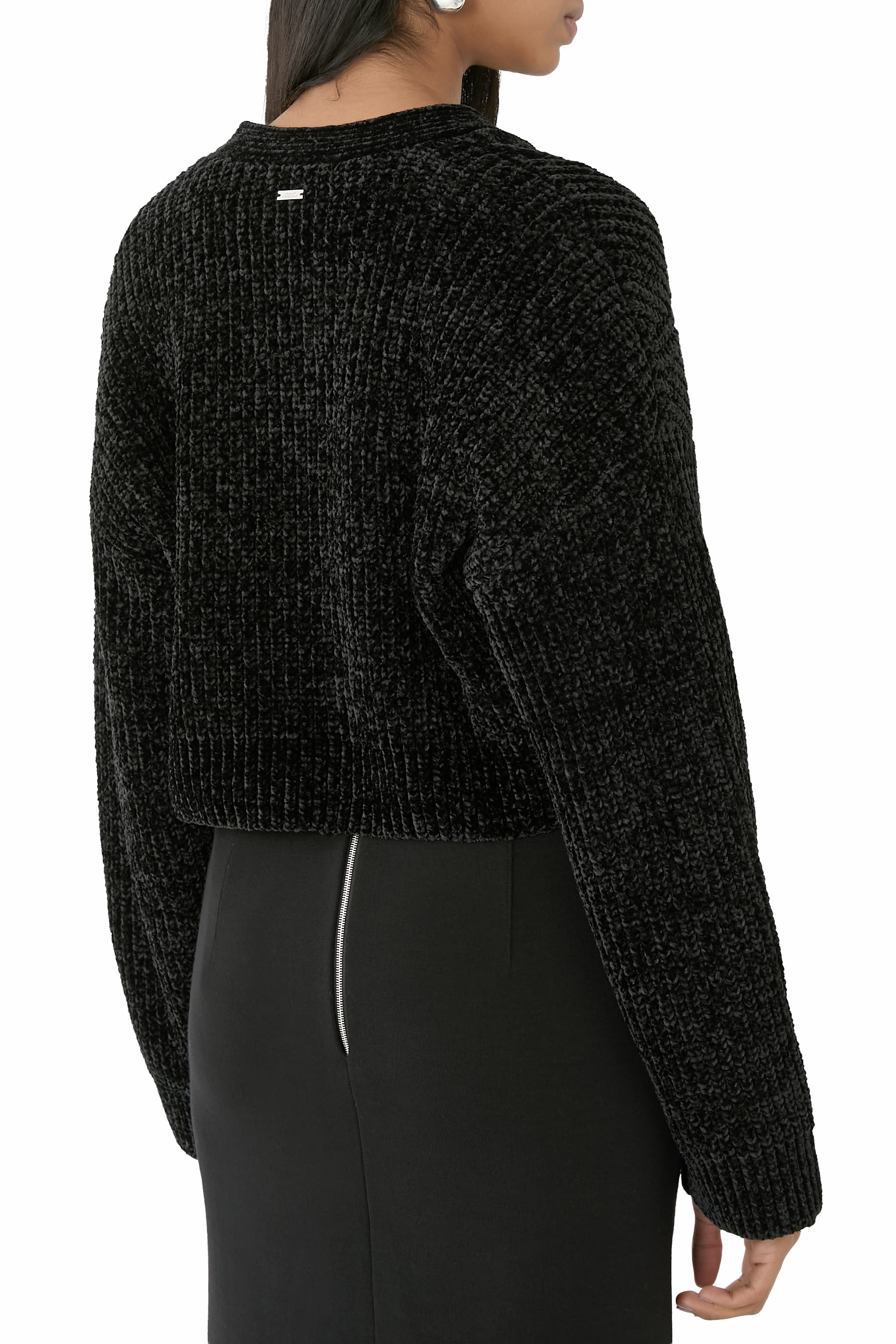 Cropped Ribbed Button Closure Cardigan