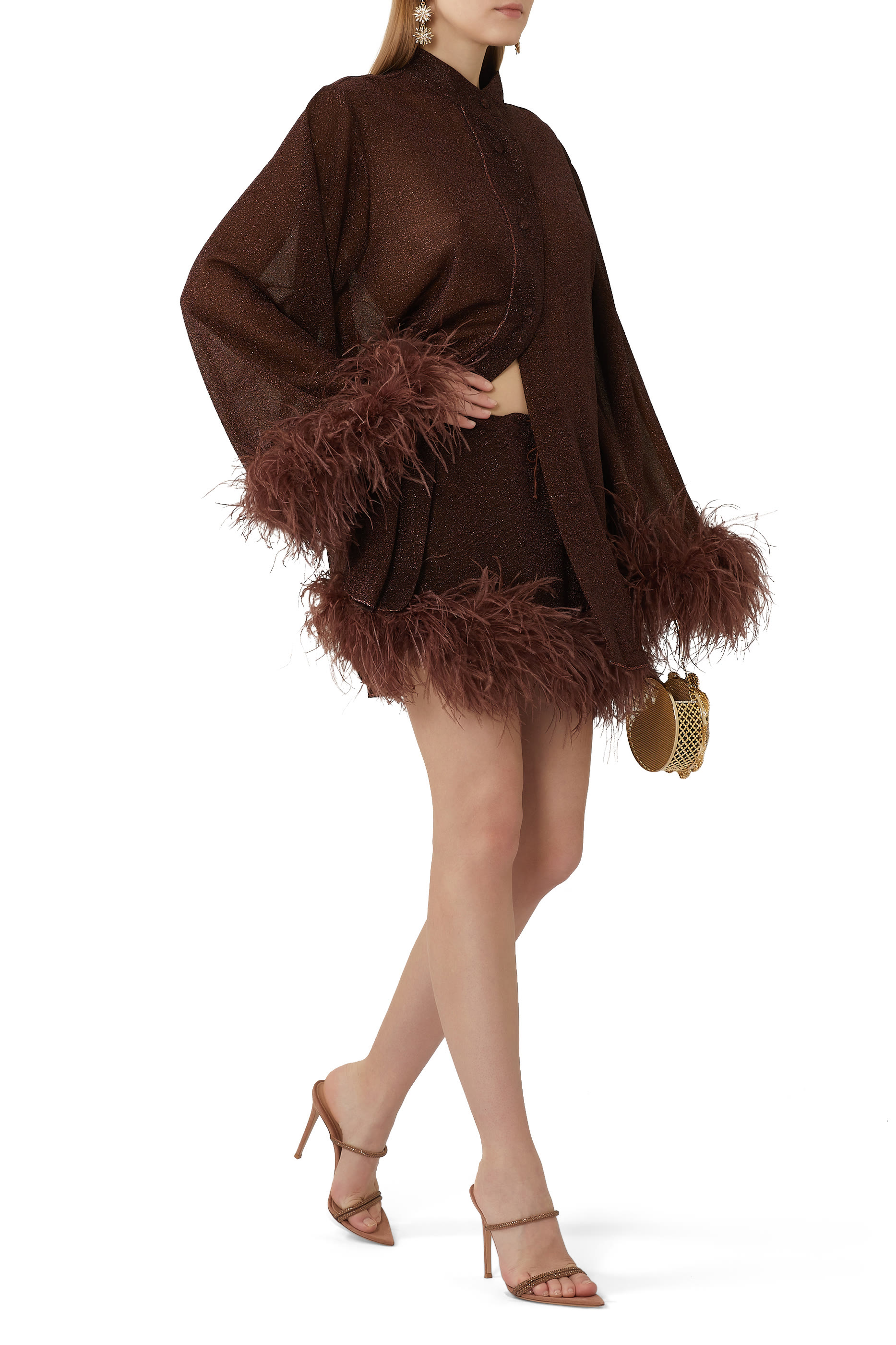 Lumiere Plumage Feather-Trim Shirt