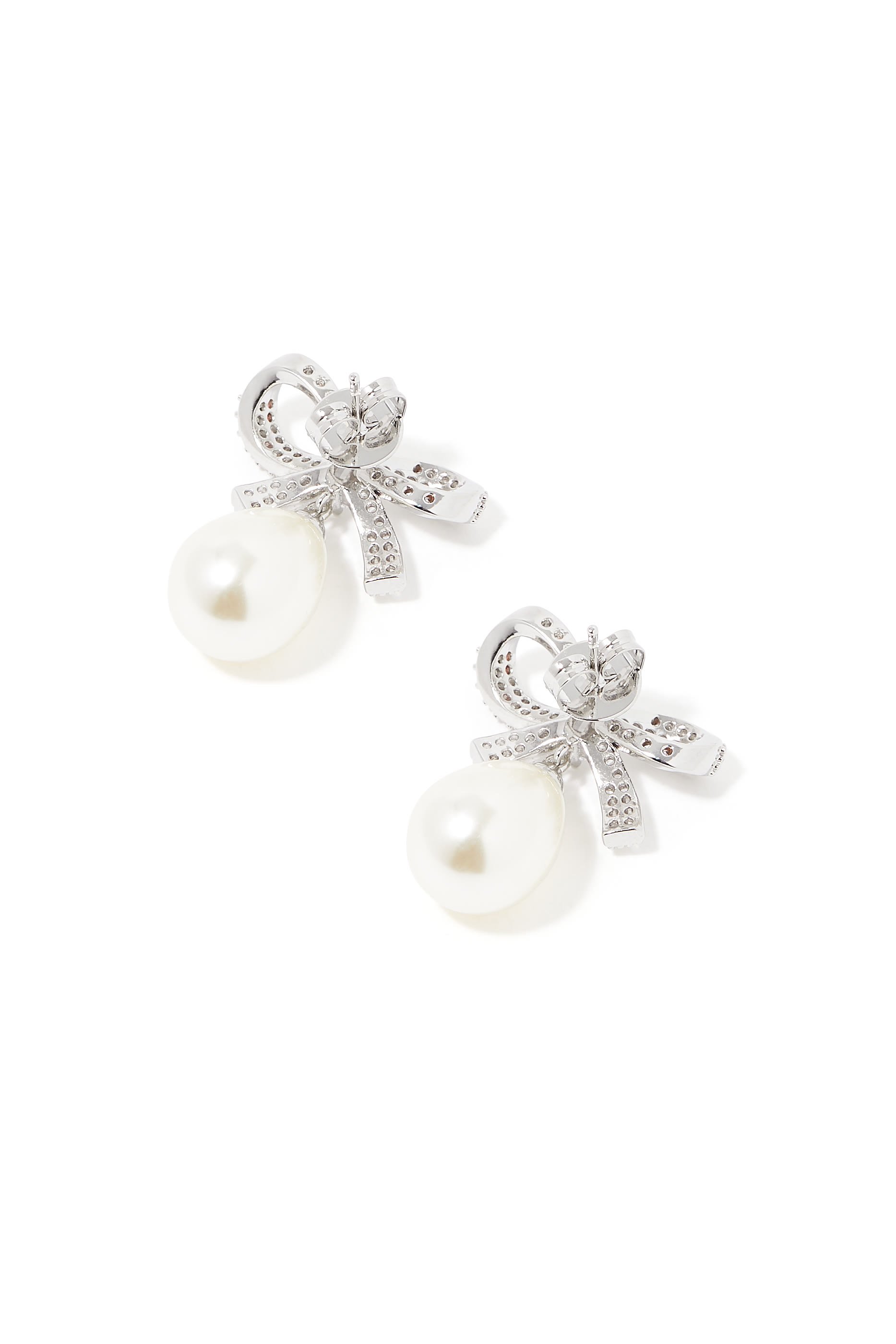 Bow Pearl Earrings, Sterling Silver & Pearl