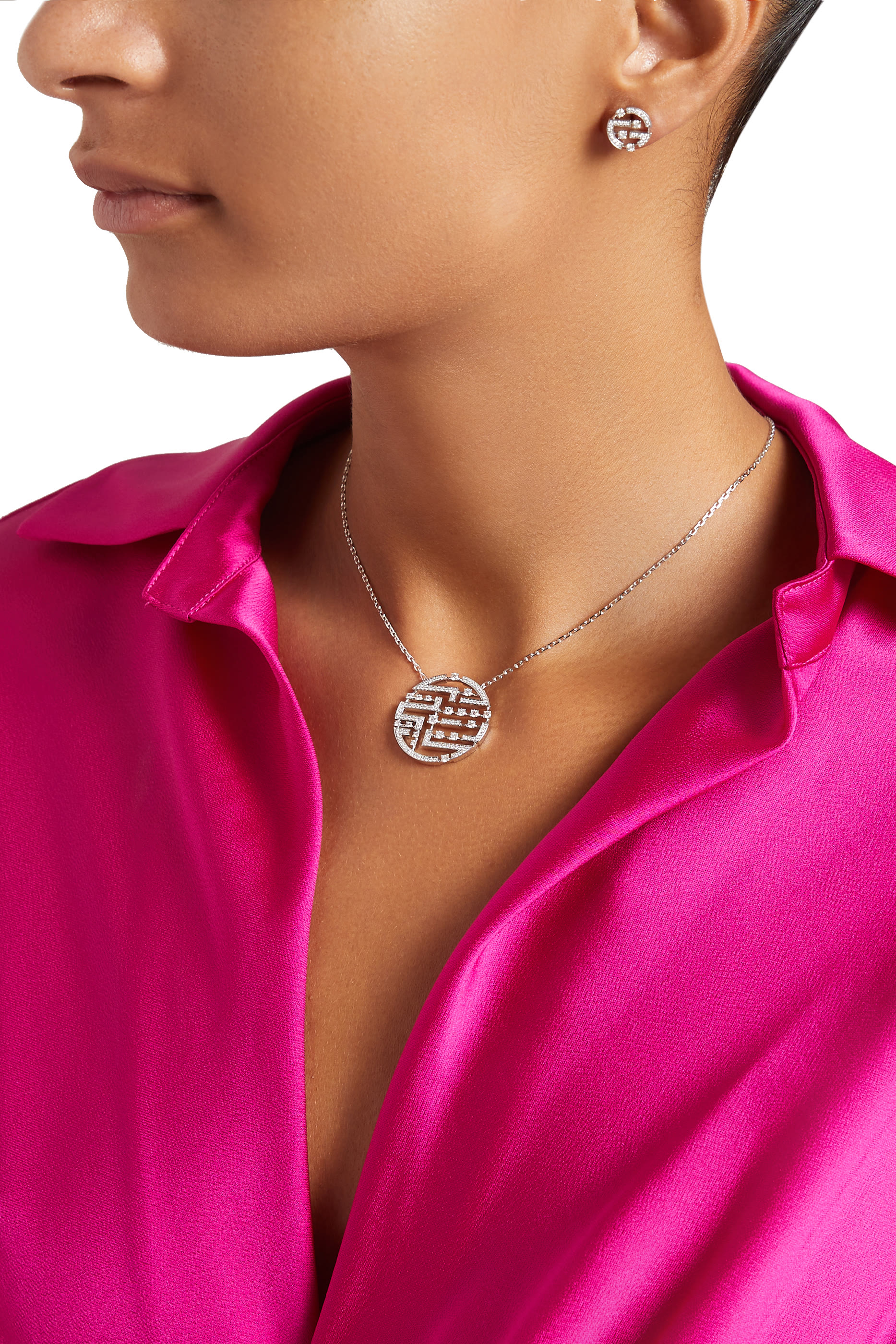 Avenues Luxe Chain Necklace, 18k White Gold with Diamonds