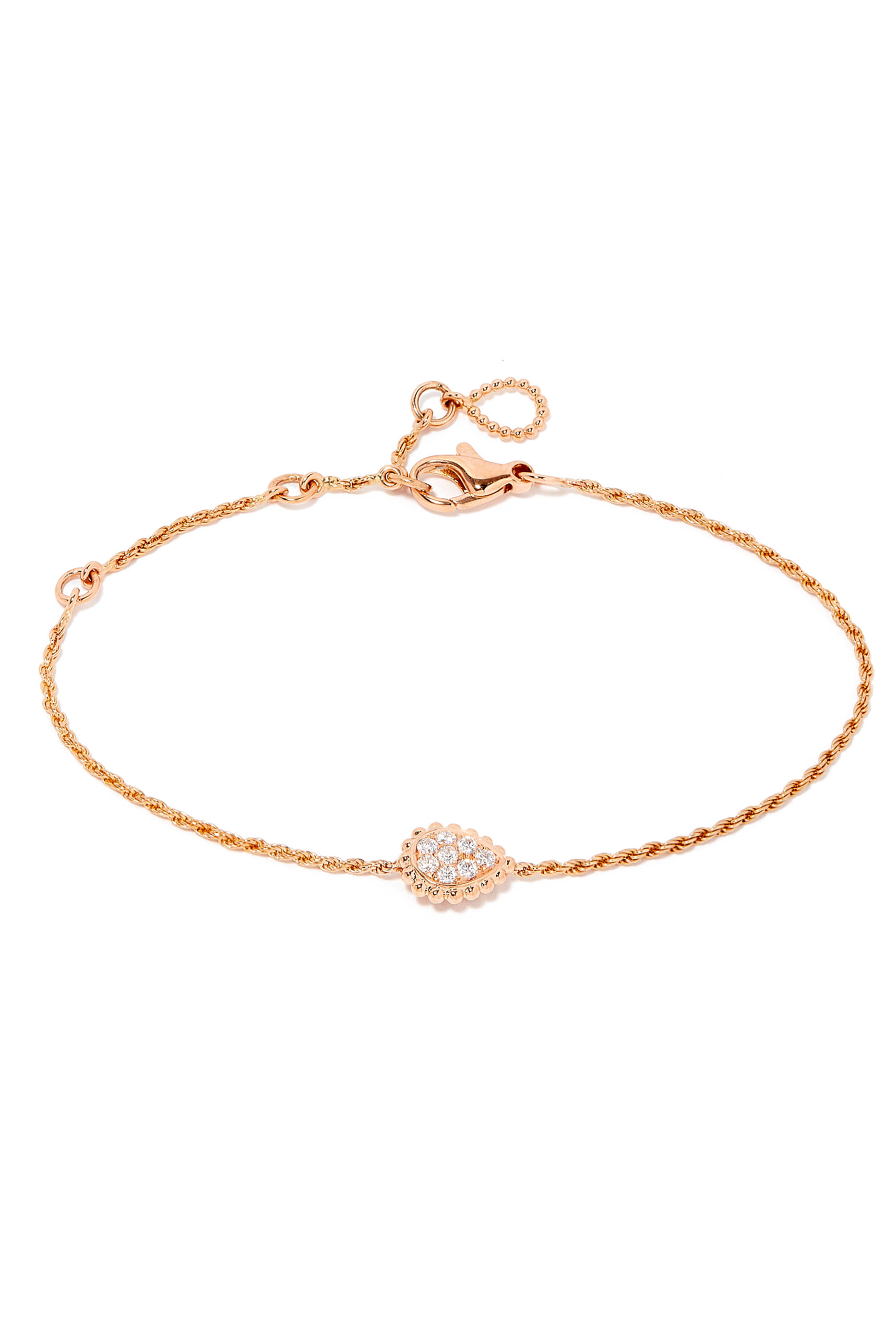 Serpent Boh&egrave;me XS motif chain bracelet, paved with diamonds, in pink gold