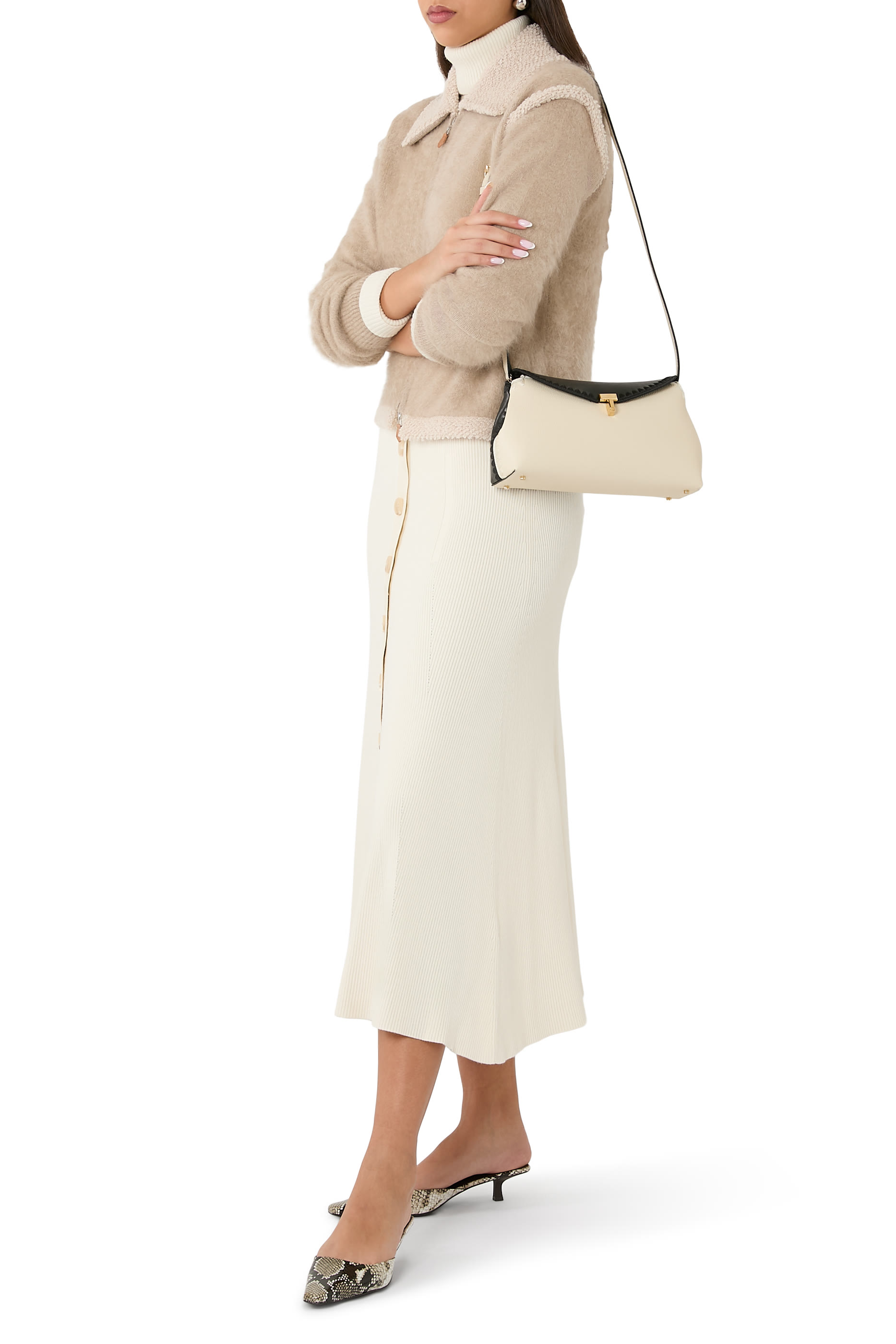 T-Lock Embroidered Leather Clutch 