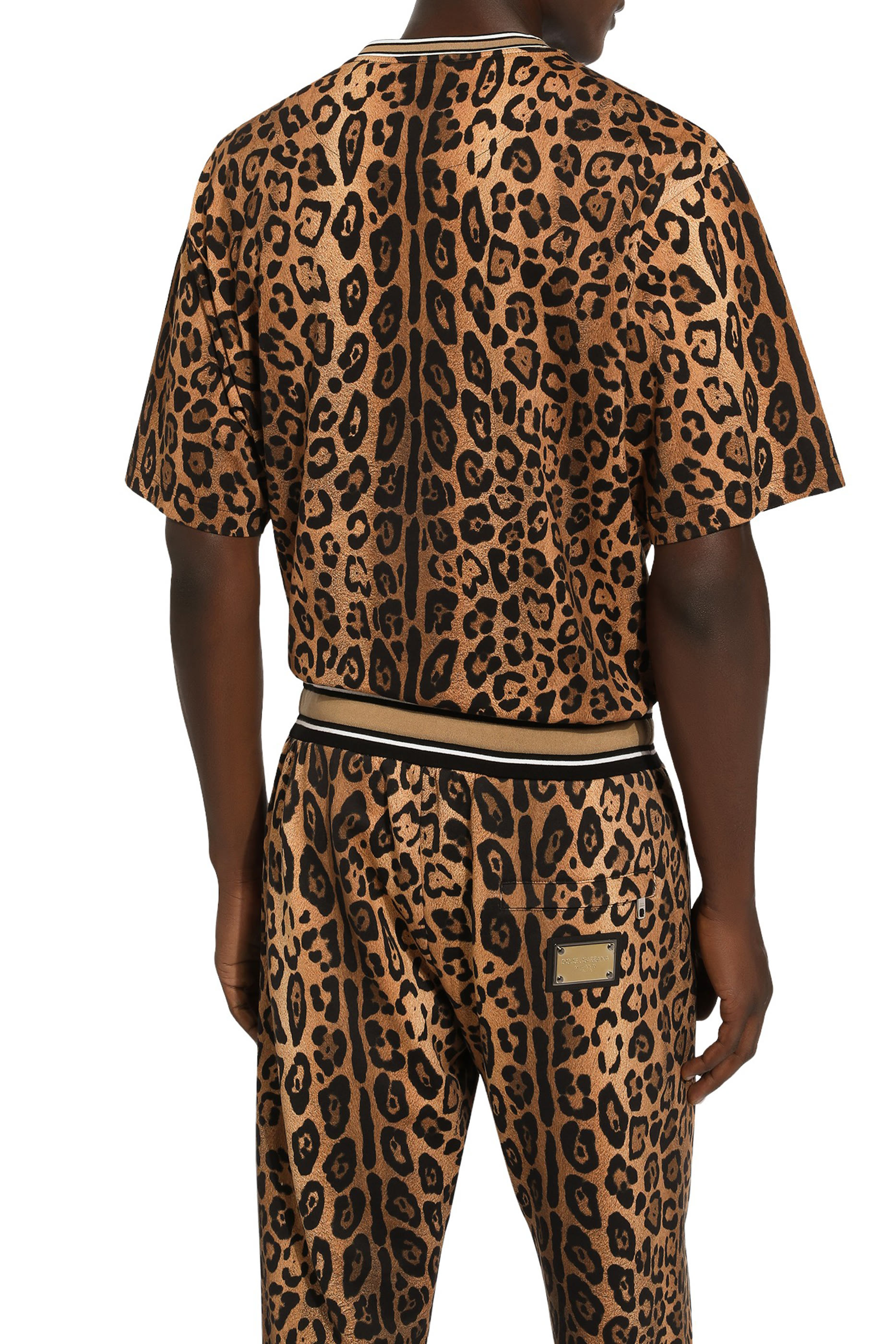 Jogging Pants with Leopard-Print Crespo and Tag