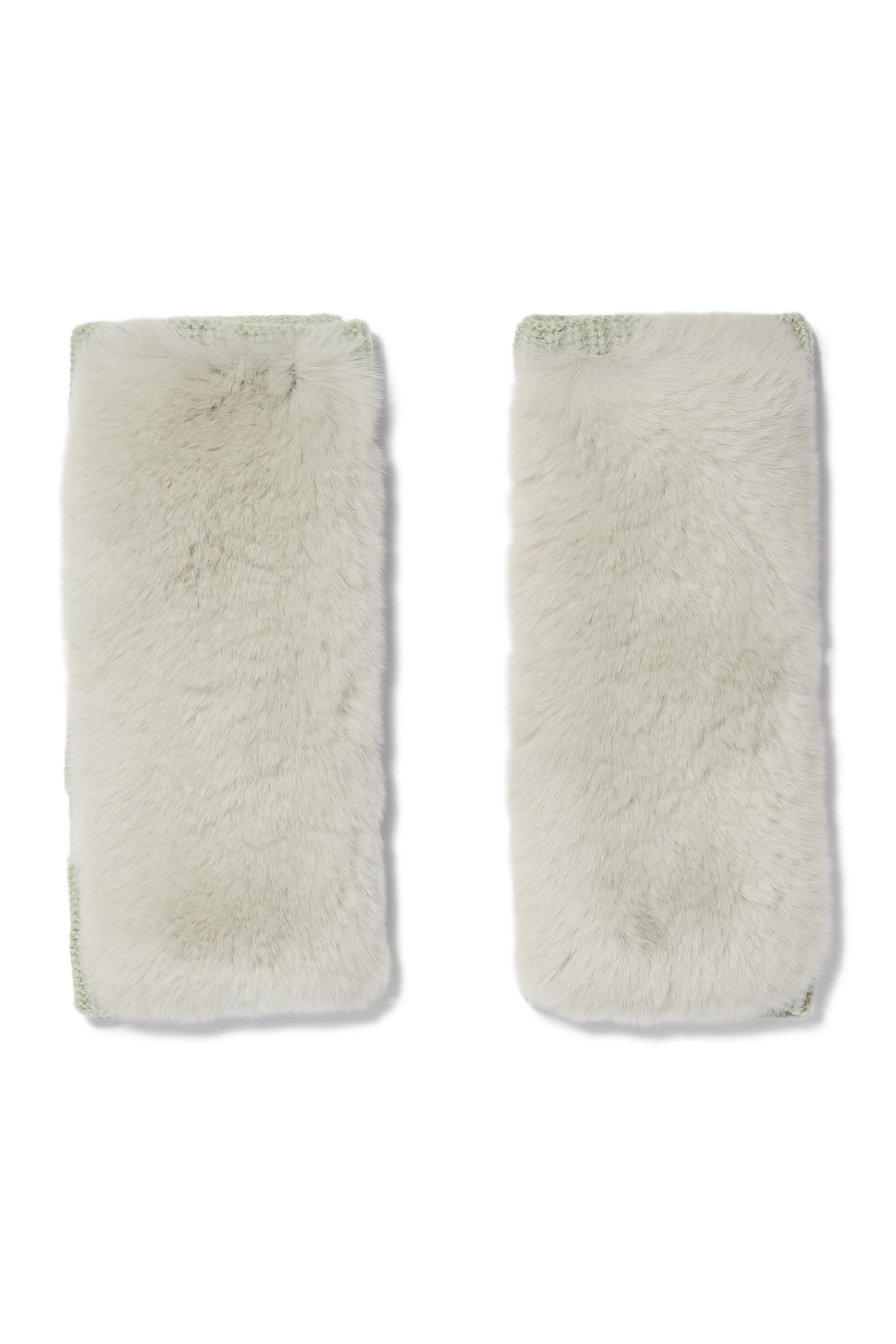 Cashmere Wool Knit and Rex Rabbit Fingerless Gloves 